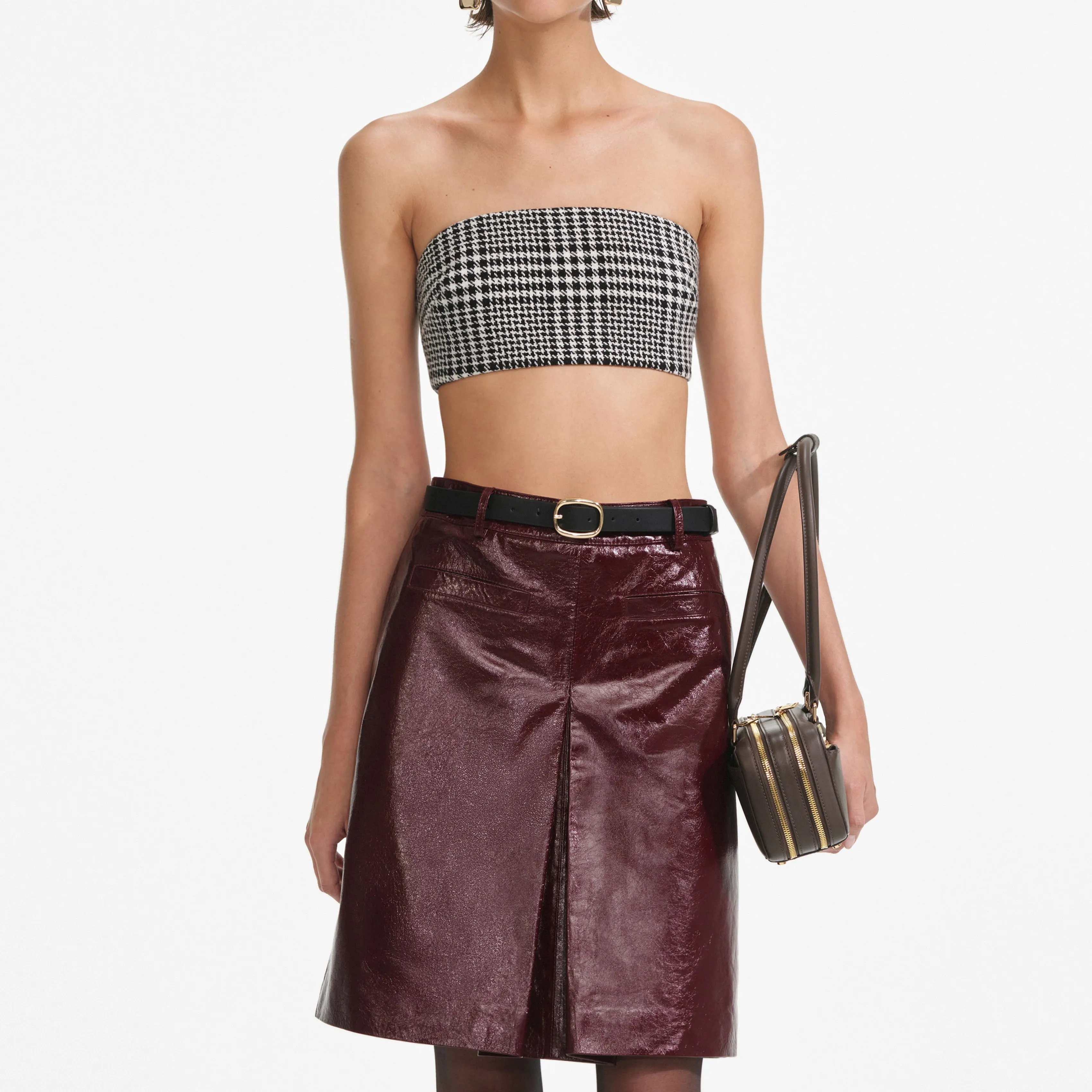 Houndstooth Bandeau Top Self Portrait