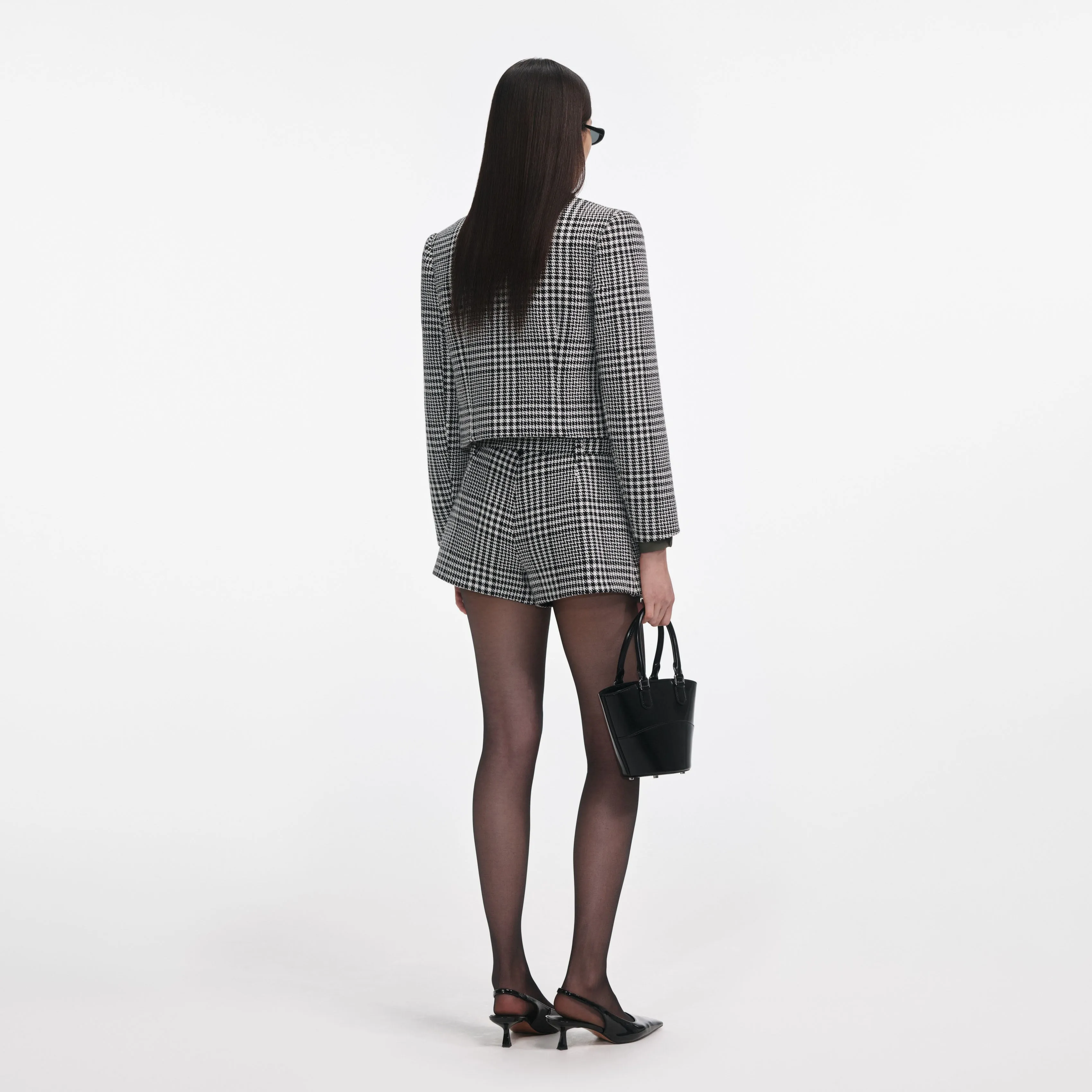 Houndstooth Crystal Trim Jacket Self Portrait