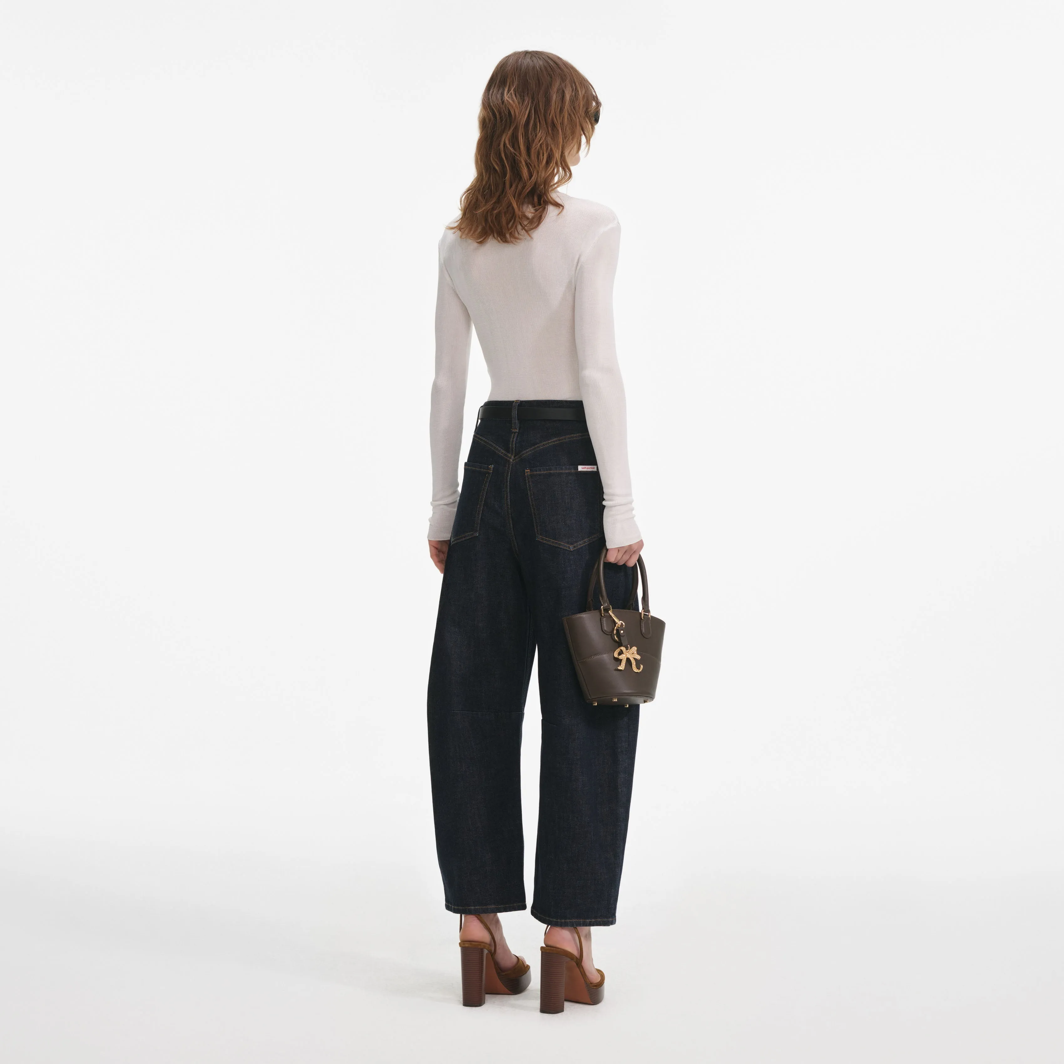 Indigo Barrel Leg Jeans Self Portrait