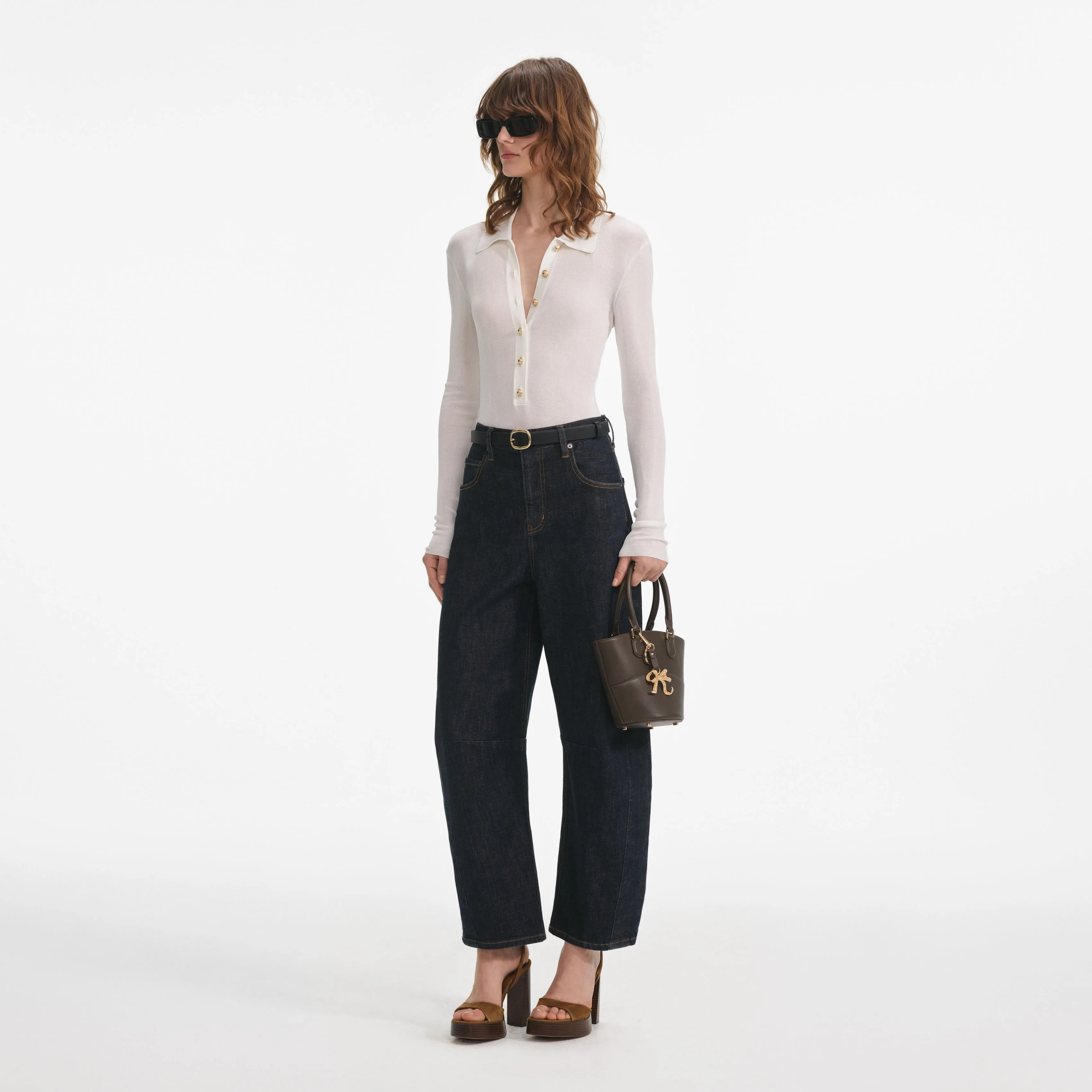 Indigo Barrel Leg Jeans Self Portrait