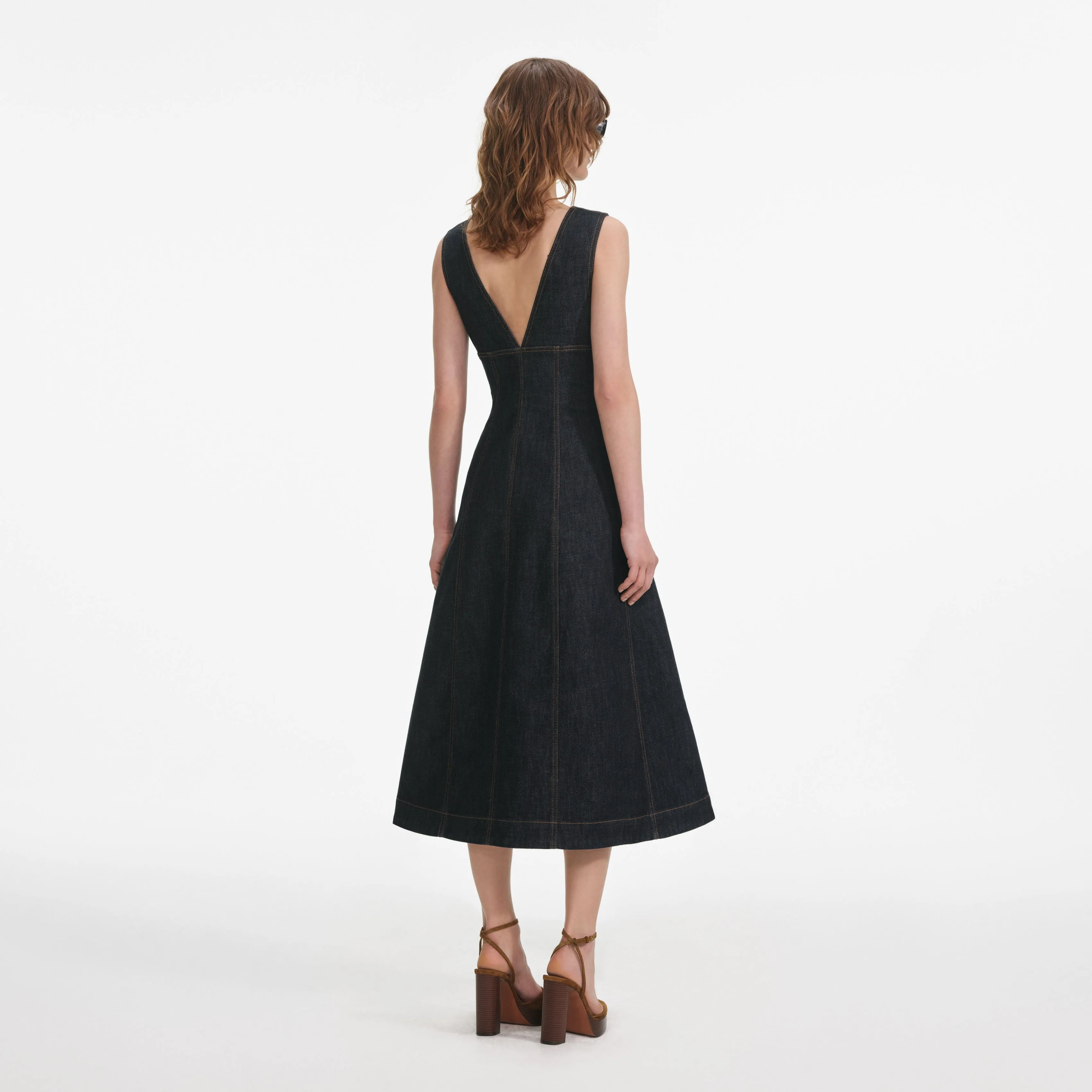 Indigo Denim Midi Dress Self Portrait