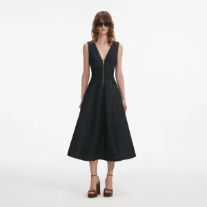 Indigo Denim Midi Dress Self Portrait