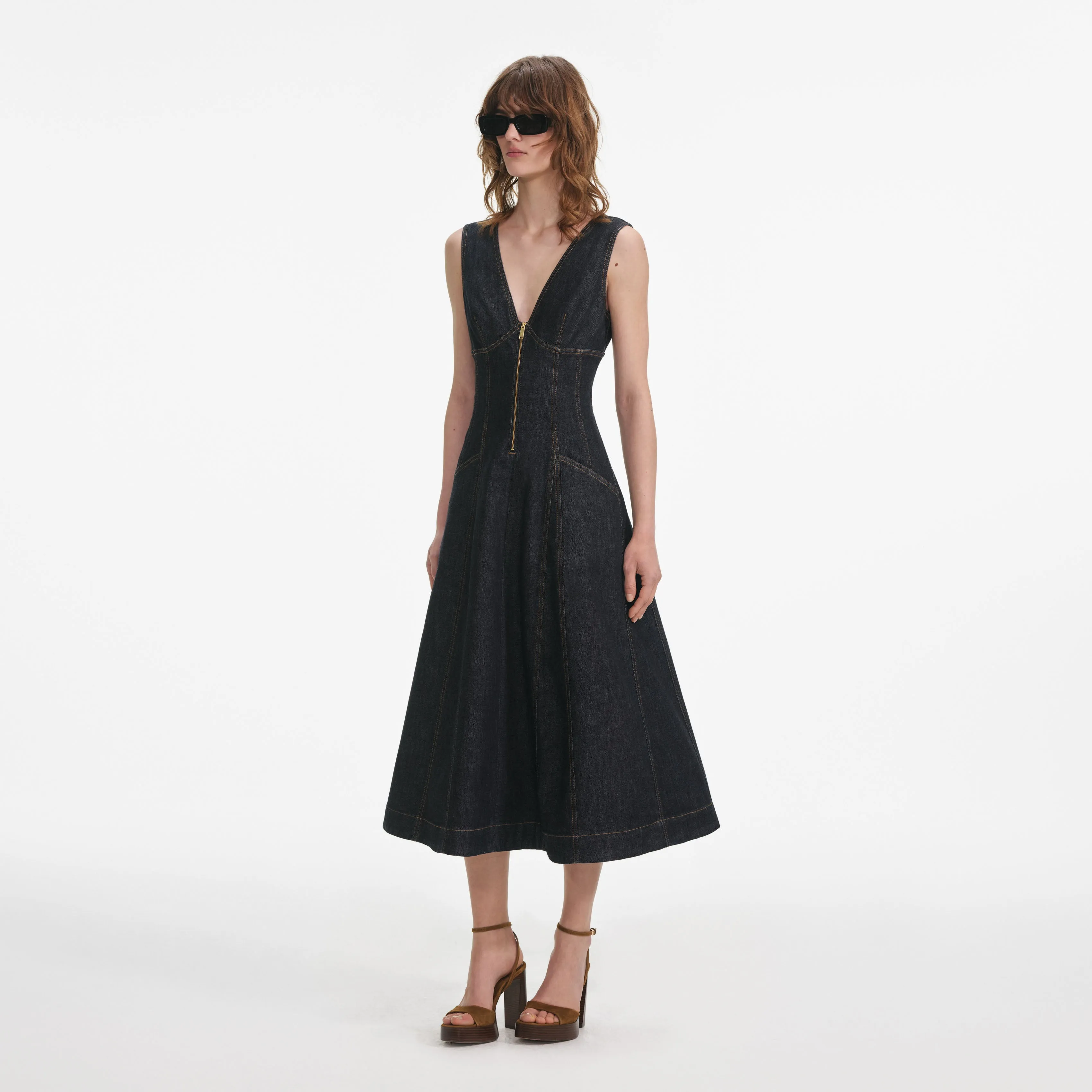 Indigo Denim Midi Dress Self Portrait