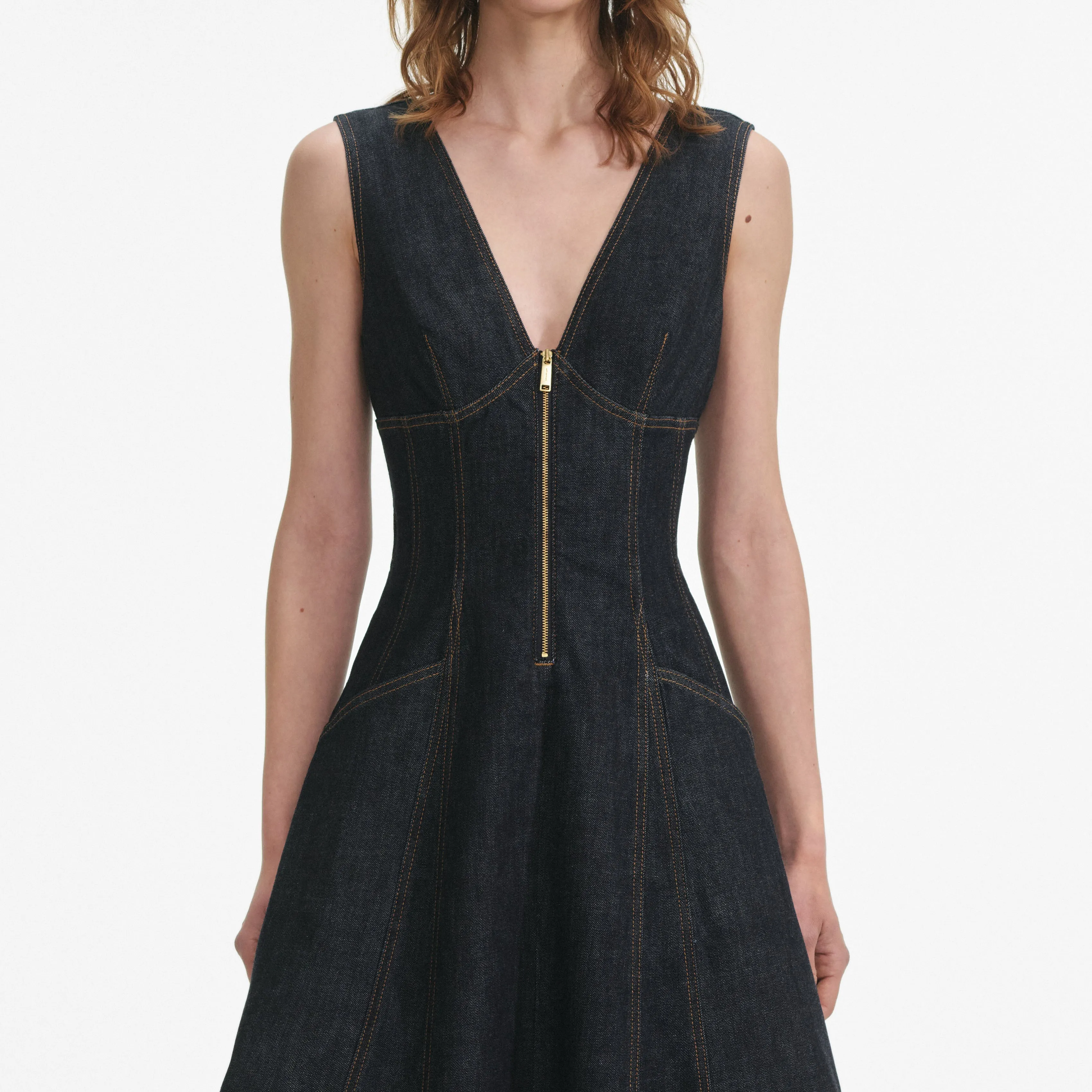Indigo Denim Midi Dress Self Portrait