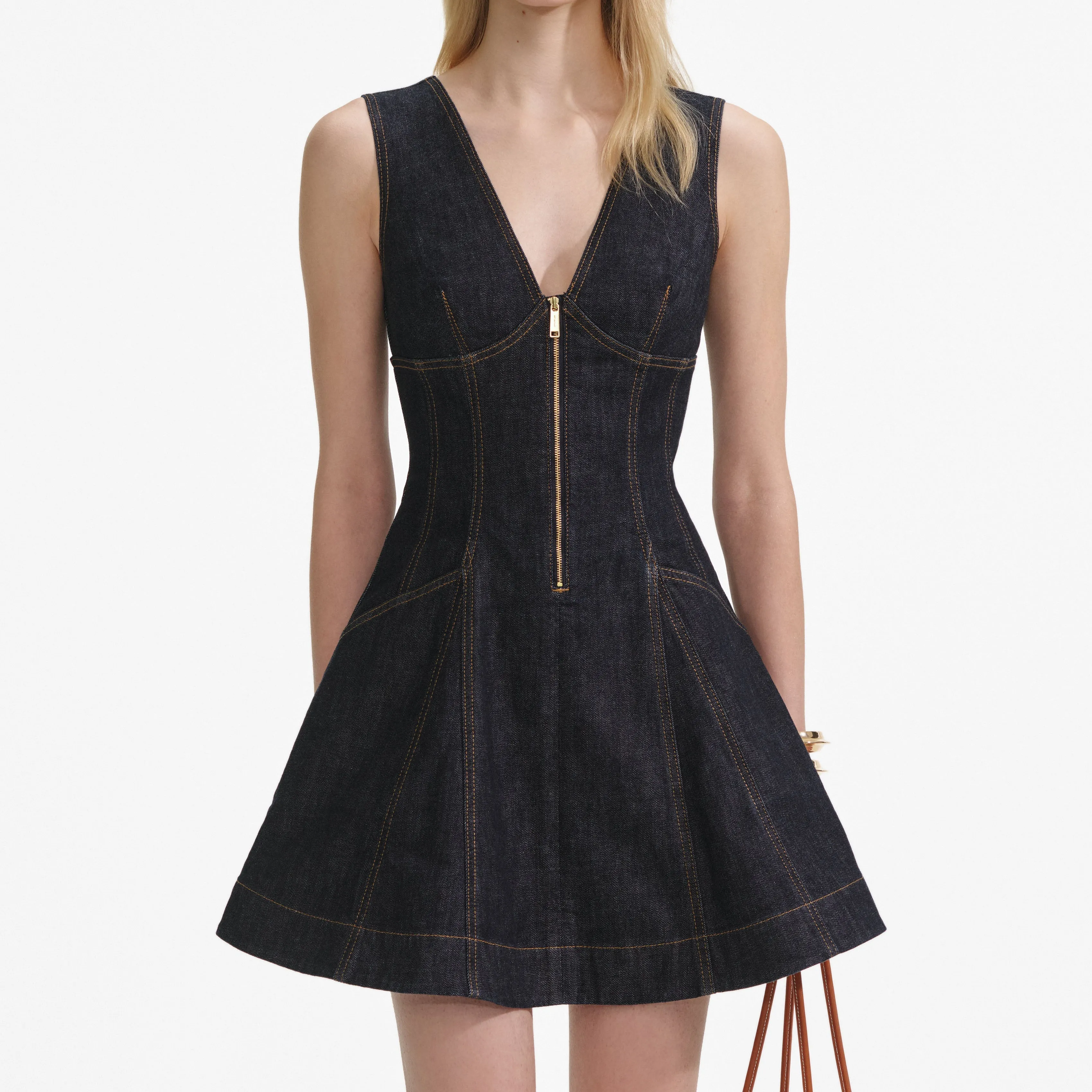 Indigo Denim Mini Dress Self Portrait