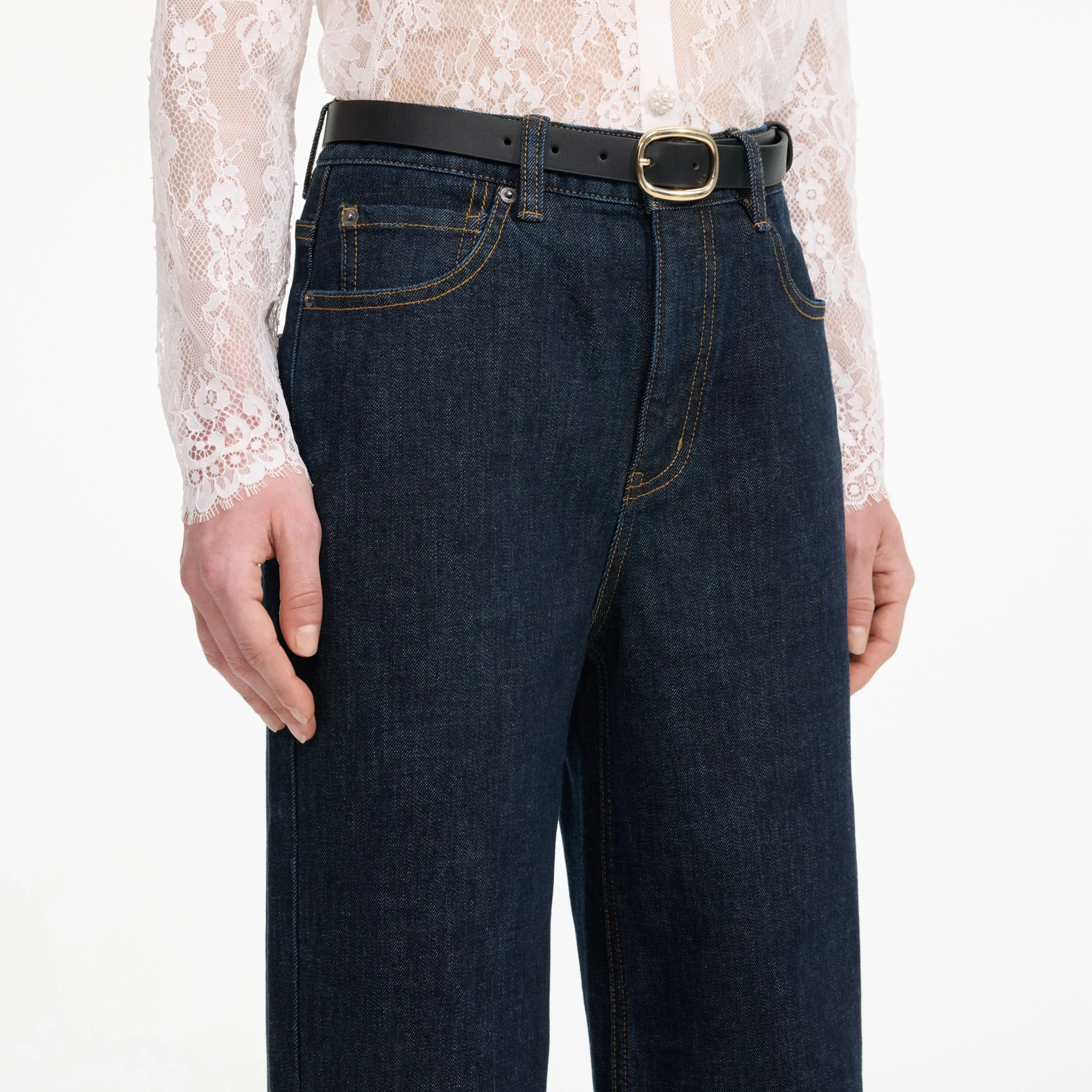 Indigo Straight Leg Jeans Self Portrait