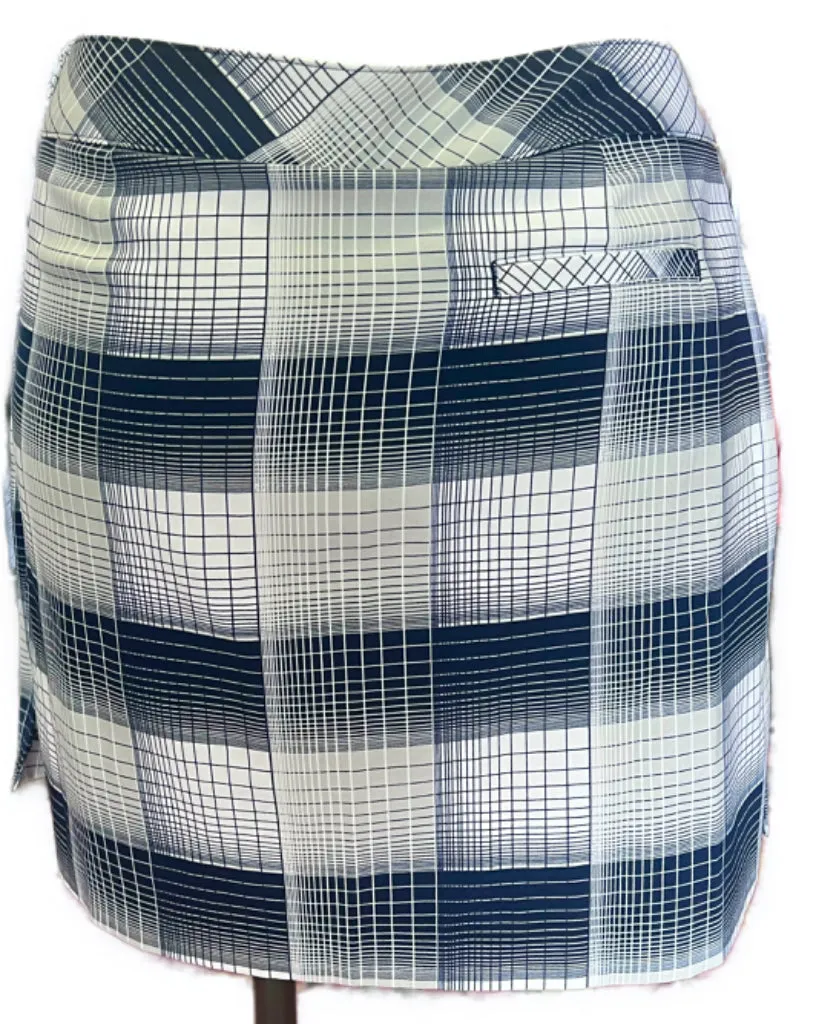 Izod Golf Navy & White Ombre Stripe Square Print Golf Skort Size 12