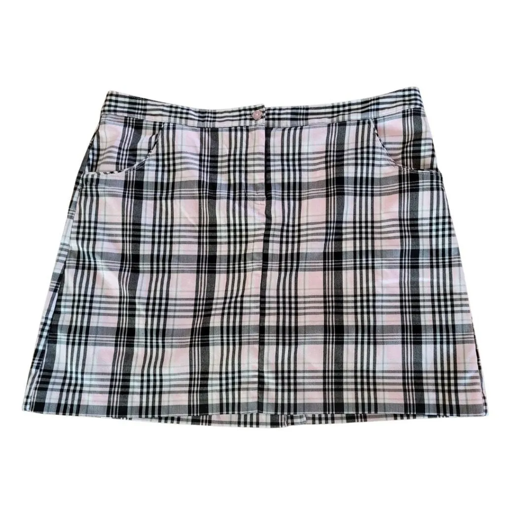 Izod performx Cool-Fx Stretch Pink & Gray Plaid Women's Skort Size 14