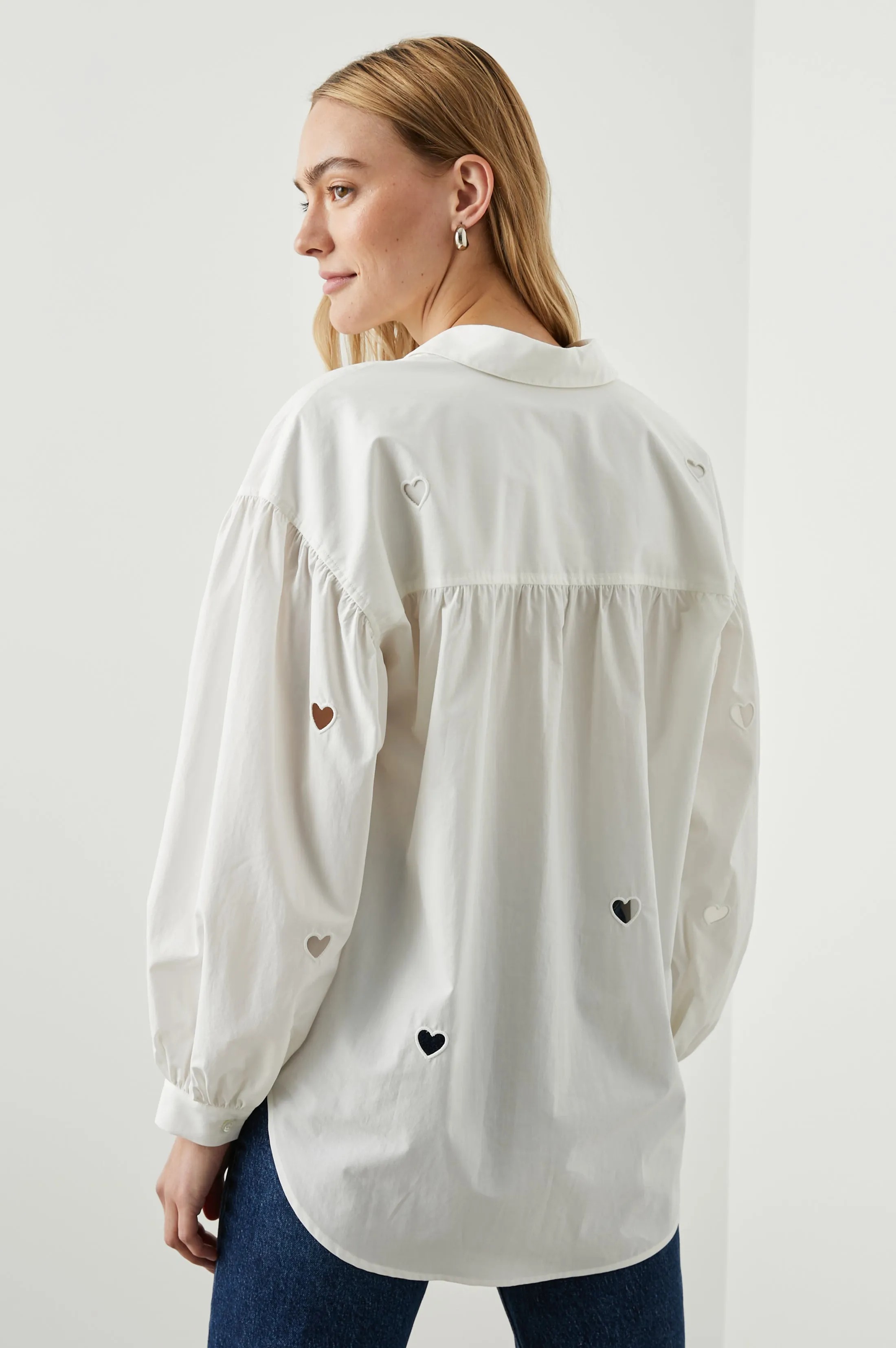 JANAE SHIRT - WHITE EYELET HEARTS Rails