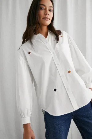JANAE SHIRT - WHITE EYELET HEARTS Rails
