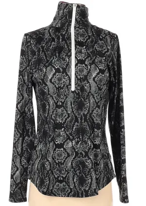 Jofit Black Snakeskin Print Half Zip Pullover Size S MSP$96