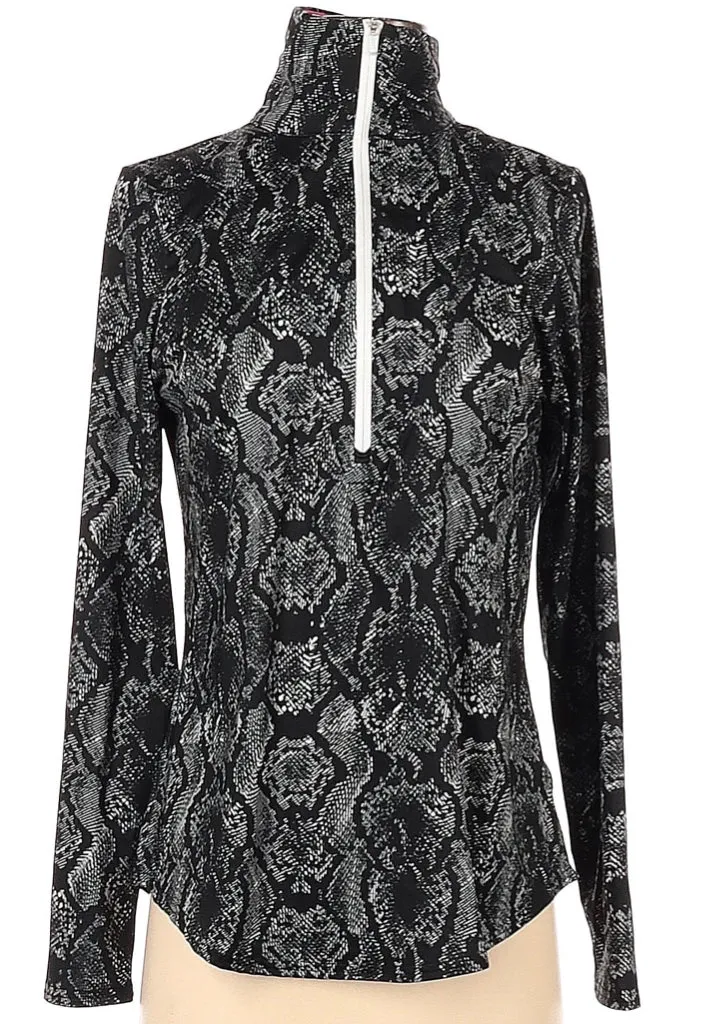 Jofit Black Snakeskin Print Half Zip Pullover Size S MSP$96