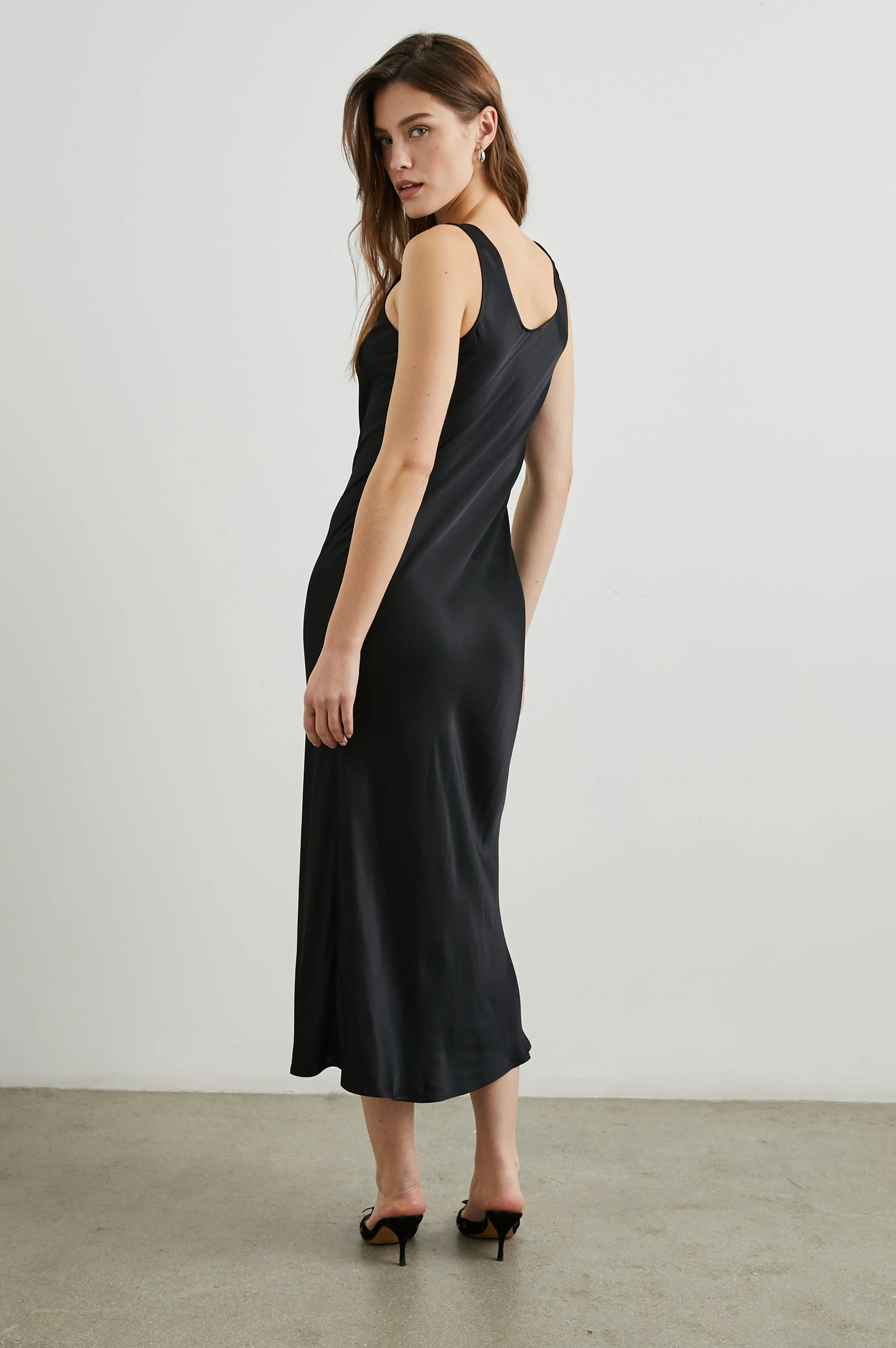 KAILANI DRESS - BLACK SATIN CREPE Rails