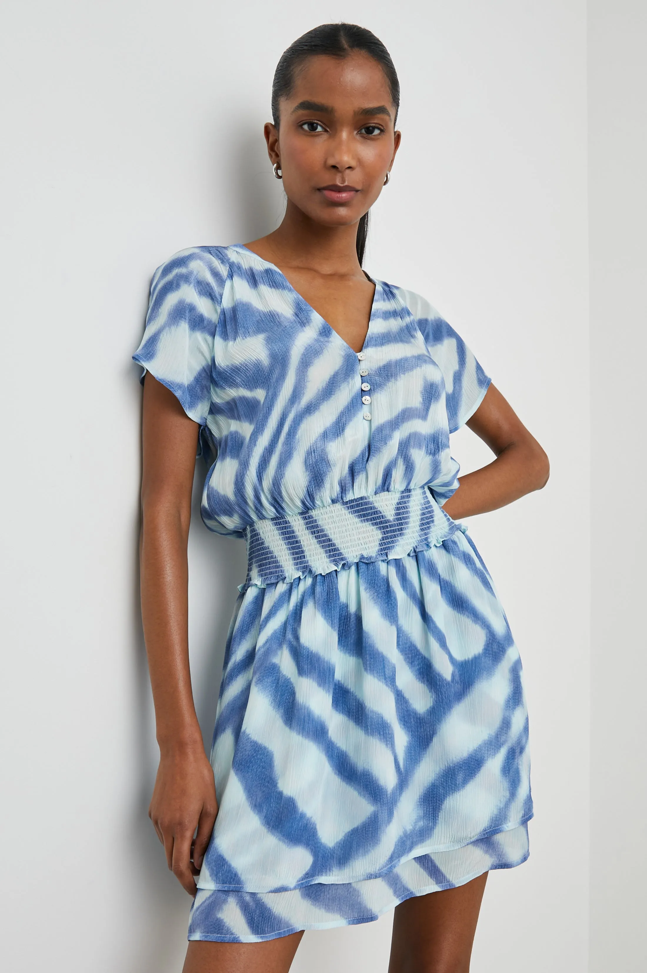 KARLA DRESS - BLUE WATERCOLOR STRIPES Rails