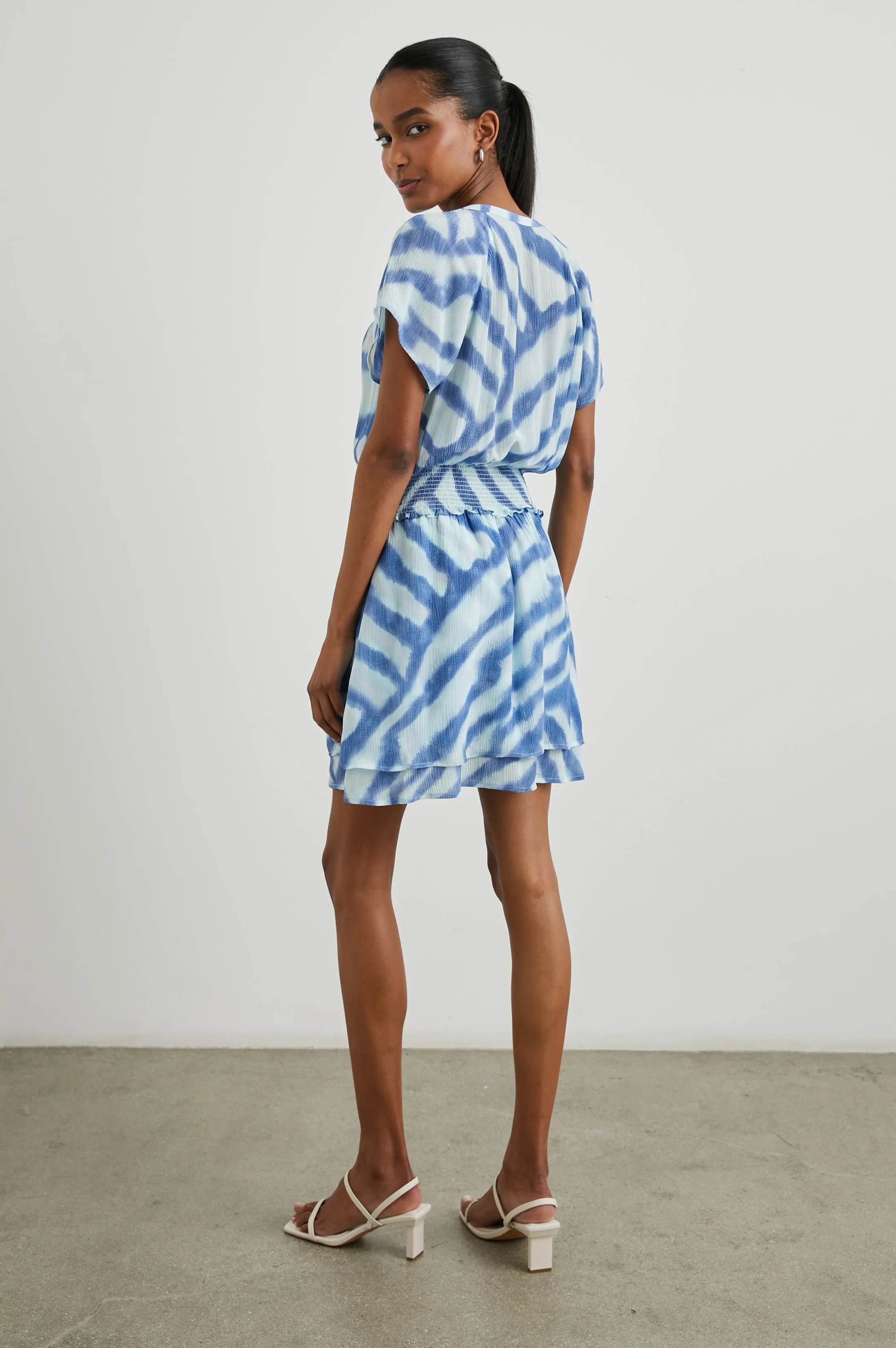 KARLA DRESS - BLUE WATERCOLOR STRIPES Rails