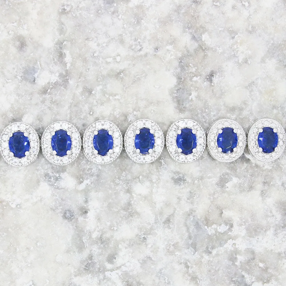 Ladies Sterling Silver Blue Cubic Zirconia Bracelet GVL024