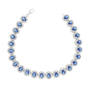 Ladies Sterling Silver Blue Cubic Zirconia Bracelet GVL024