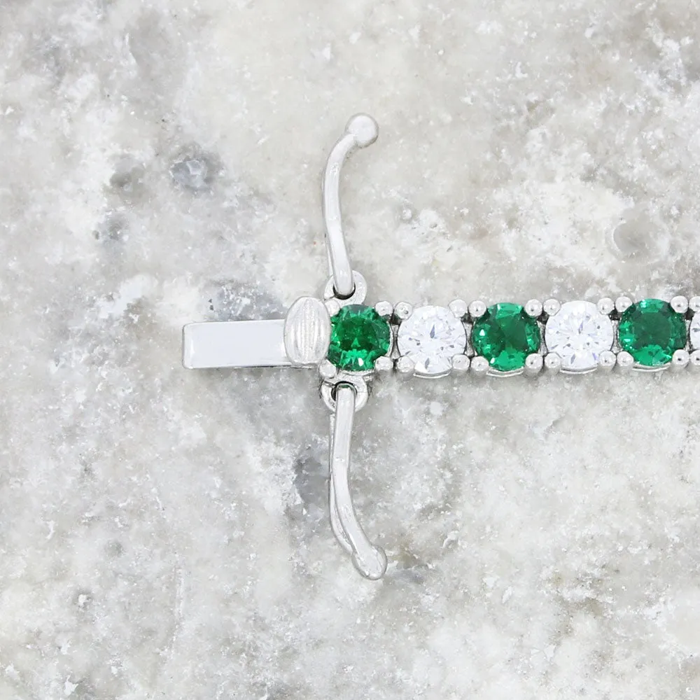 Ladies Sterling Silver Green Cubic Zirconia Bracelet GVL023