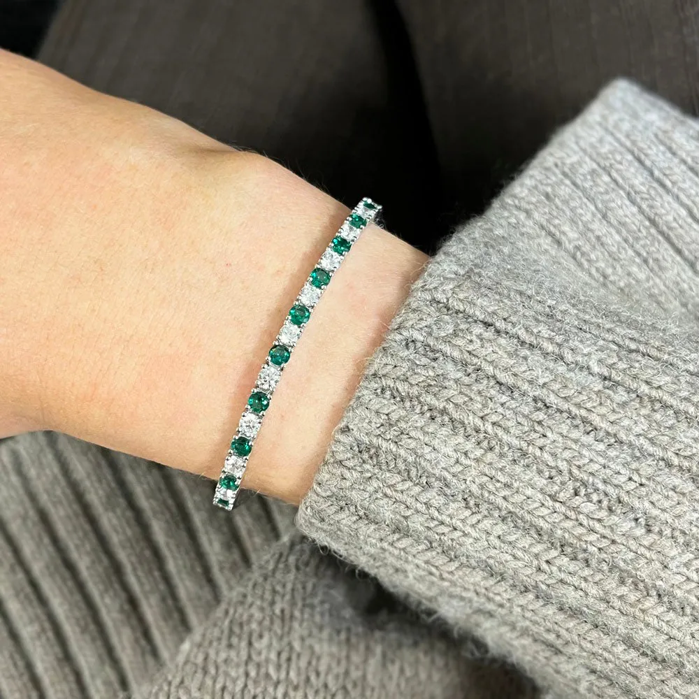 Ladies Sterling Silver Green Cubic Zirconia Bracelet GVL023