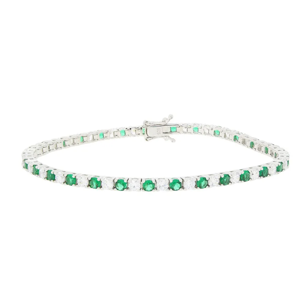 Ladies Sterling Silver Green Cubic Zirconia Bracelet GVL023