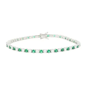 Ladies Sterling Silver Green Cubic Zirconia Bracelet GVL023