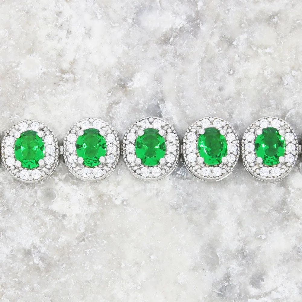 Ladies Sterling Silver Green Cubic Zirconia Bracelet GVL026