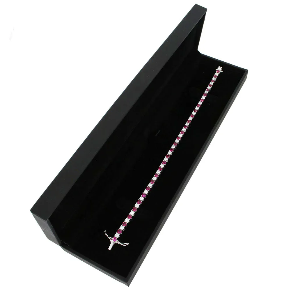 Ladies Sterling Silver Light Red Cubic Zirconia Bracelet GVL022