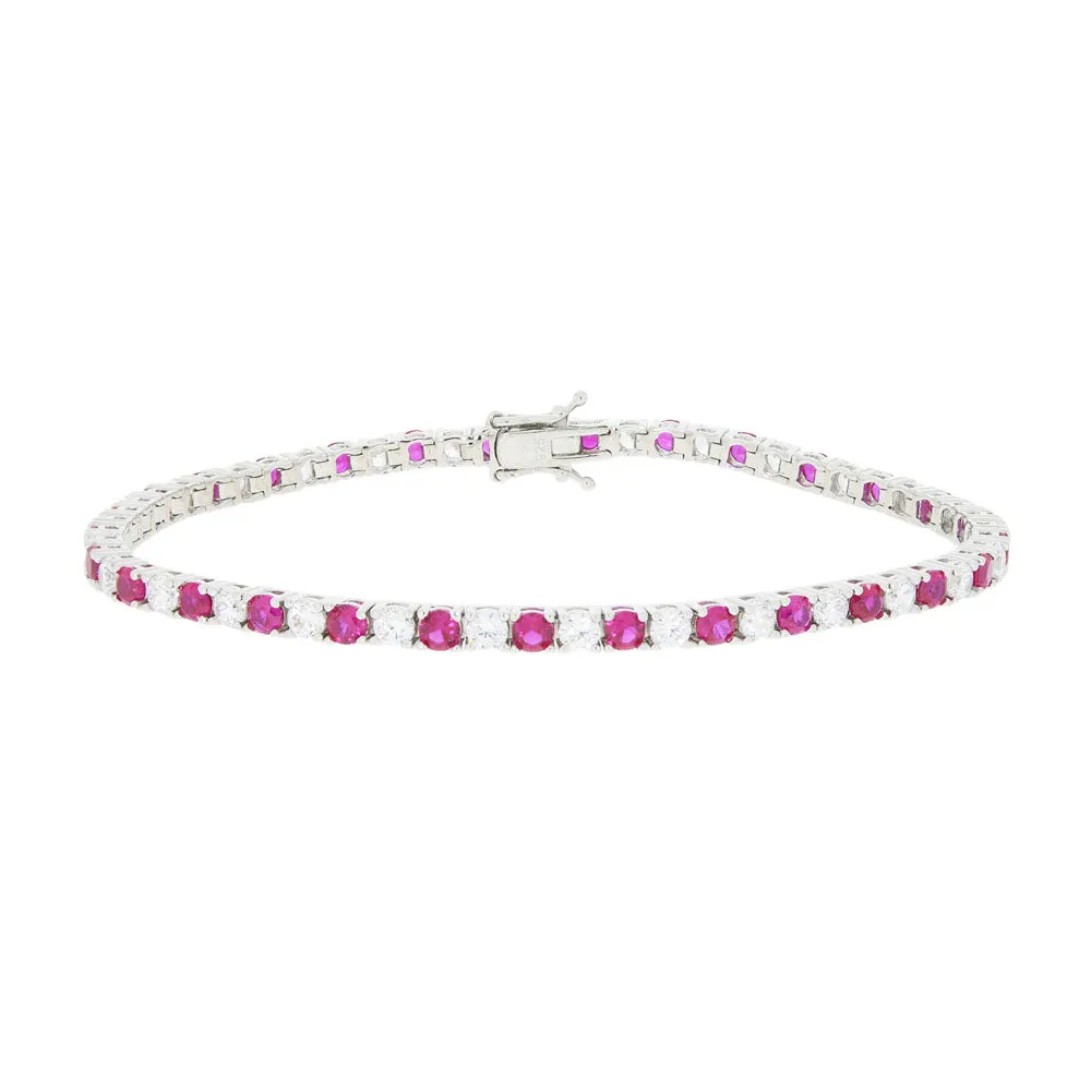 Ladies Sterling Silver Light Red Cubic Zirconia Bracelet GVL022