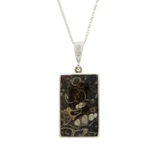 Lapis Lazuli And Turritella Agate Sterling Silver Reversible Pendant And Chain