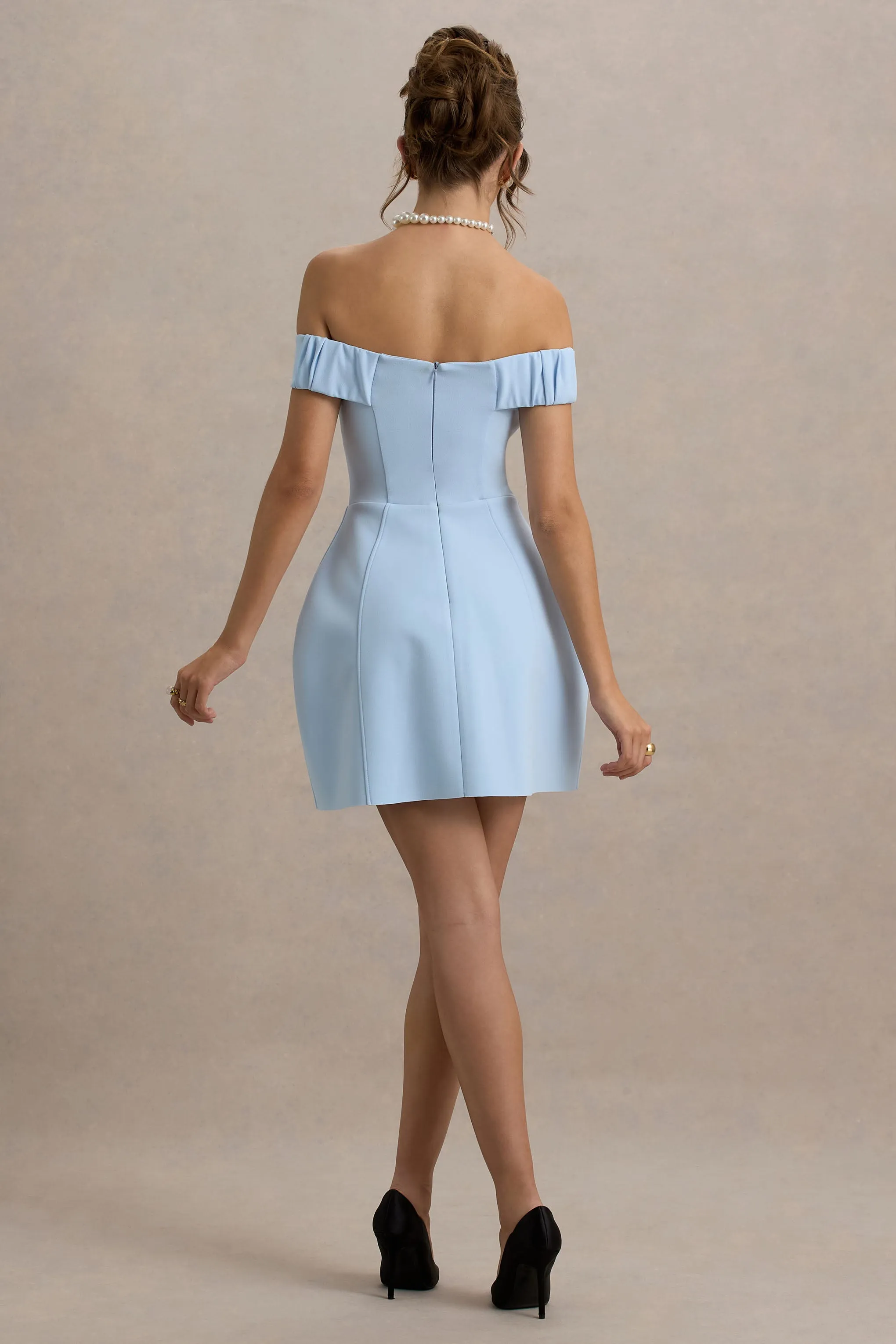 Lavender | Powder Blue Sweetheart Mini Dress With Bow Detail Club L London