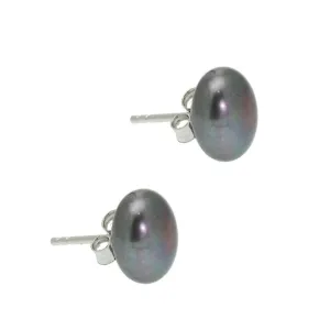 Lido Pearls Freshwater Pearl Silver Stud Earrings Medium Peacock MEDSPEA