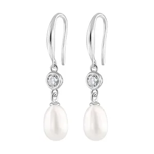Lido White Freshwater Pearl and Cubic Zirconia Drop Earrings T138EW