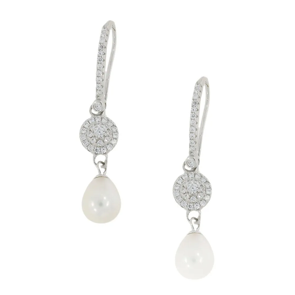 Lido White Freshwater Pearl Cubic Zirconia Drop Earrings LH104E