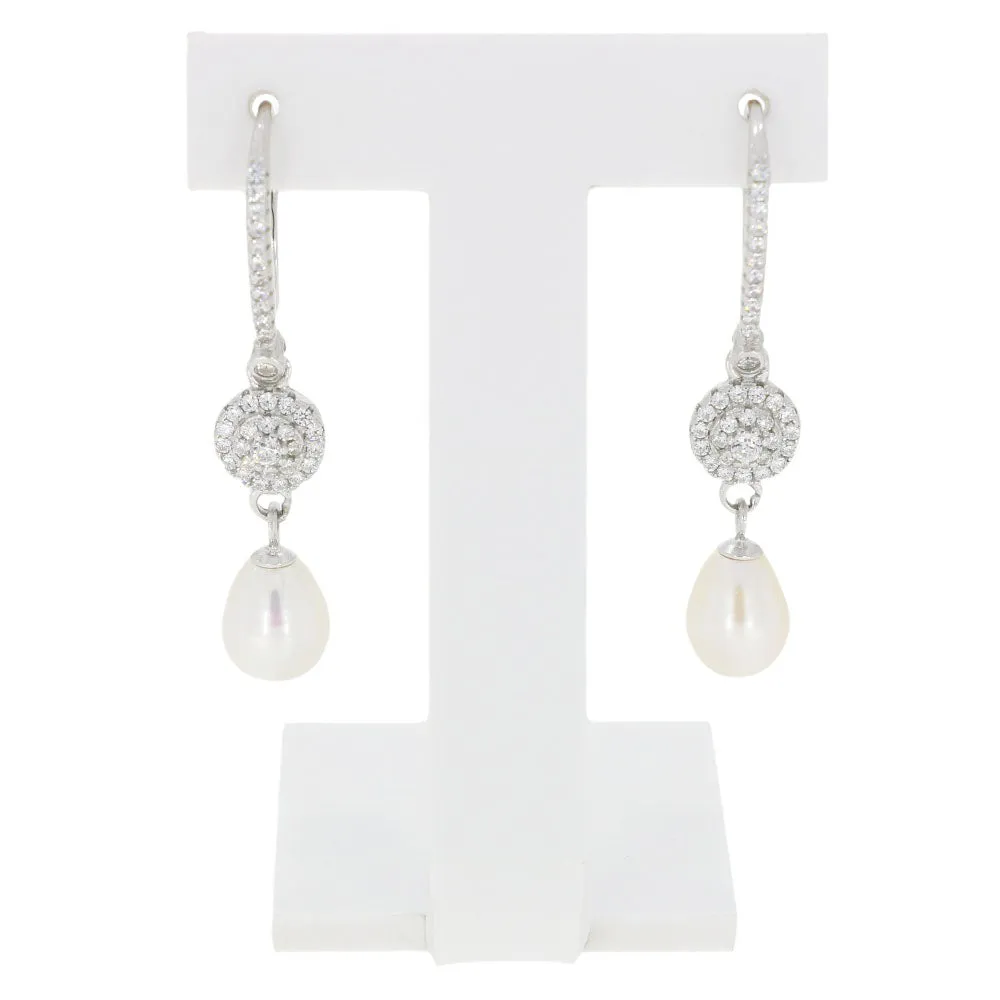 Lido White Freshwater Pearl Cubic Zirconia Drop Earrings LH104E