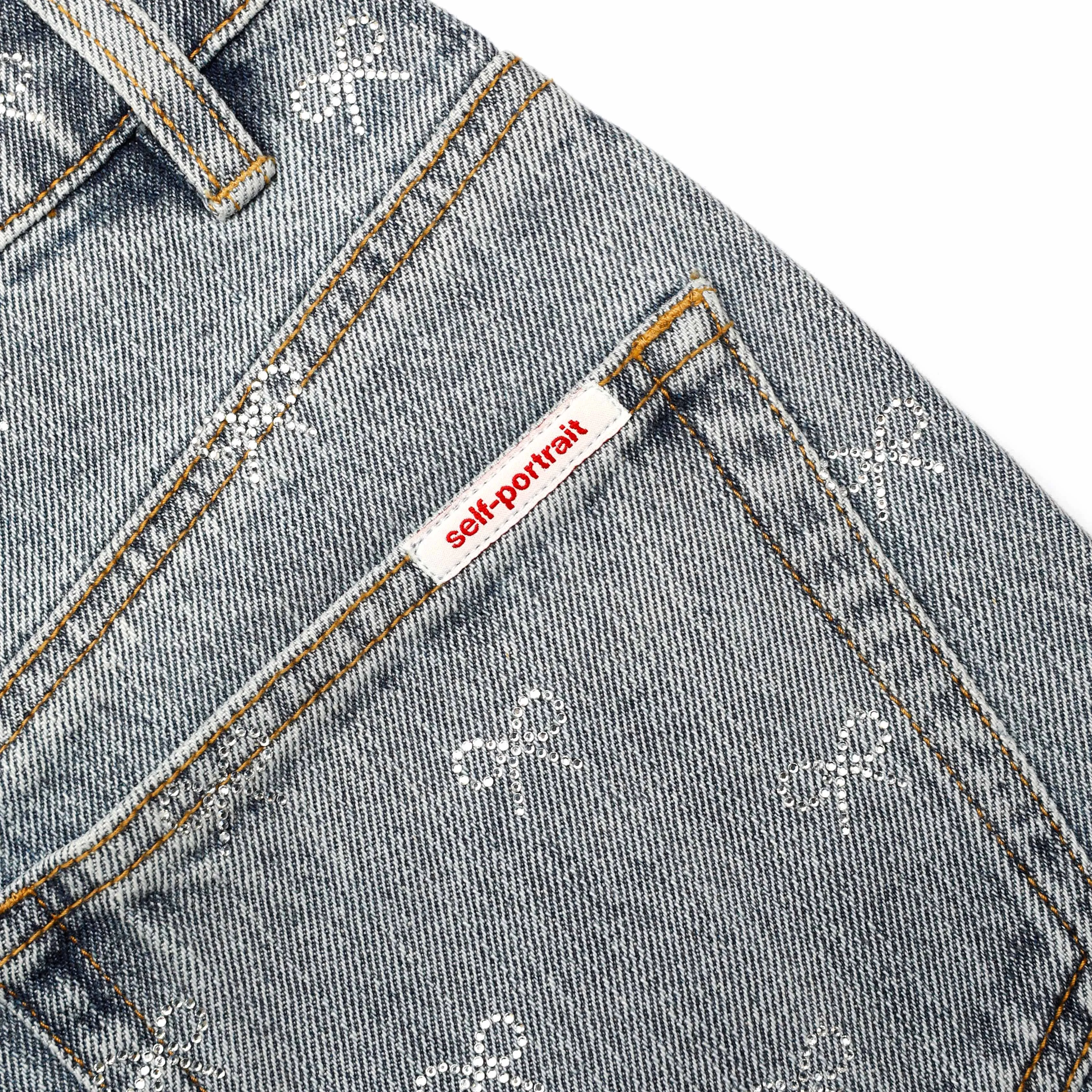 Light Blue Diamante Bow Jeans Self Portrait