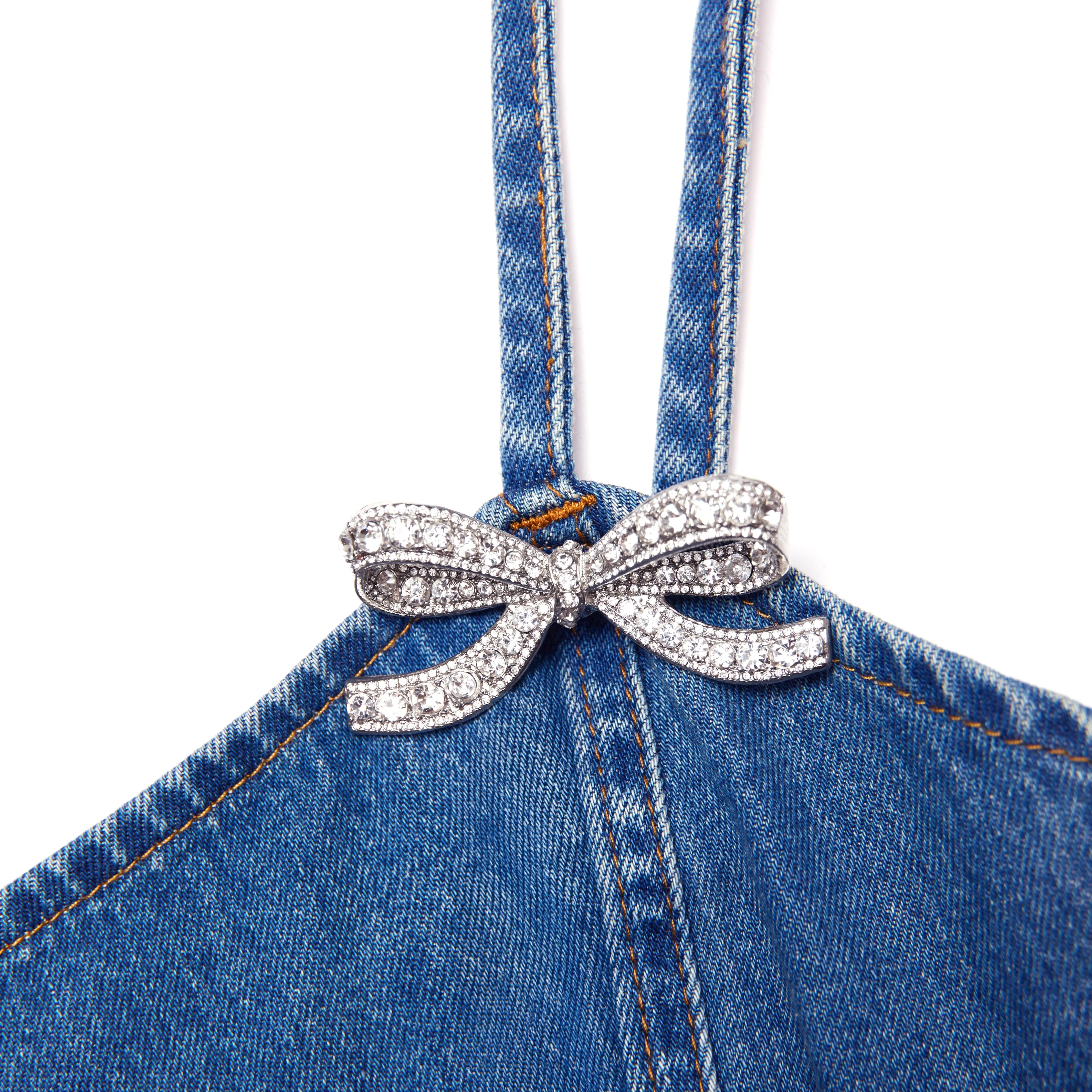 Lightweight Denim Flared Mini Dress Self Portrait