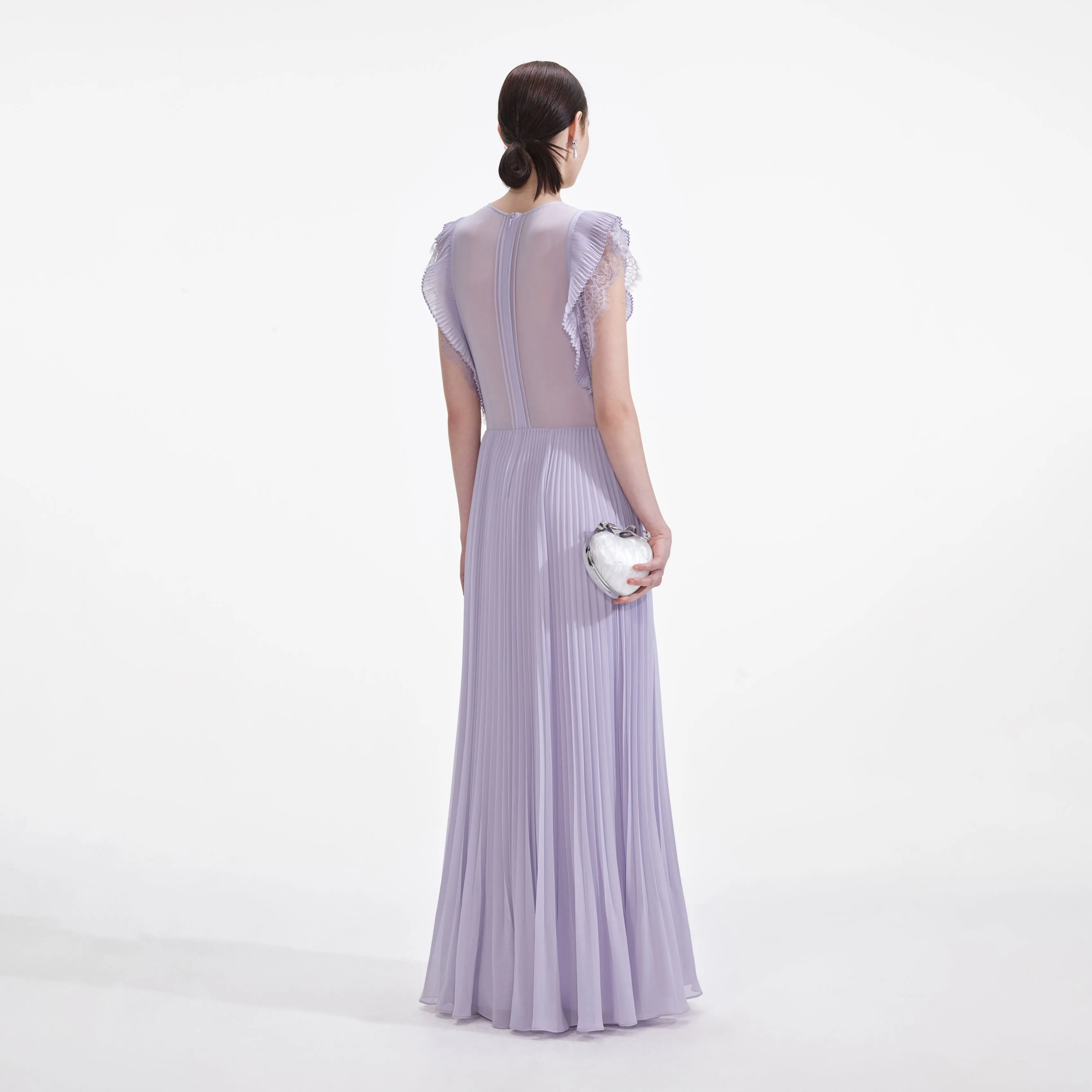 Lilac Chiffon Ruffle Maxi Dress Self Portrait