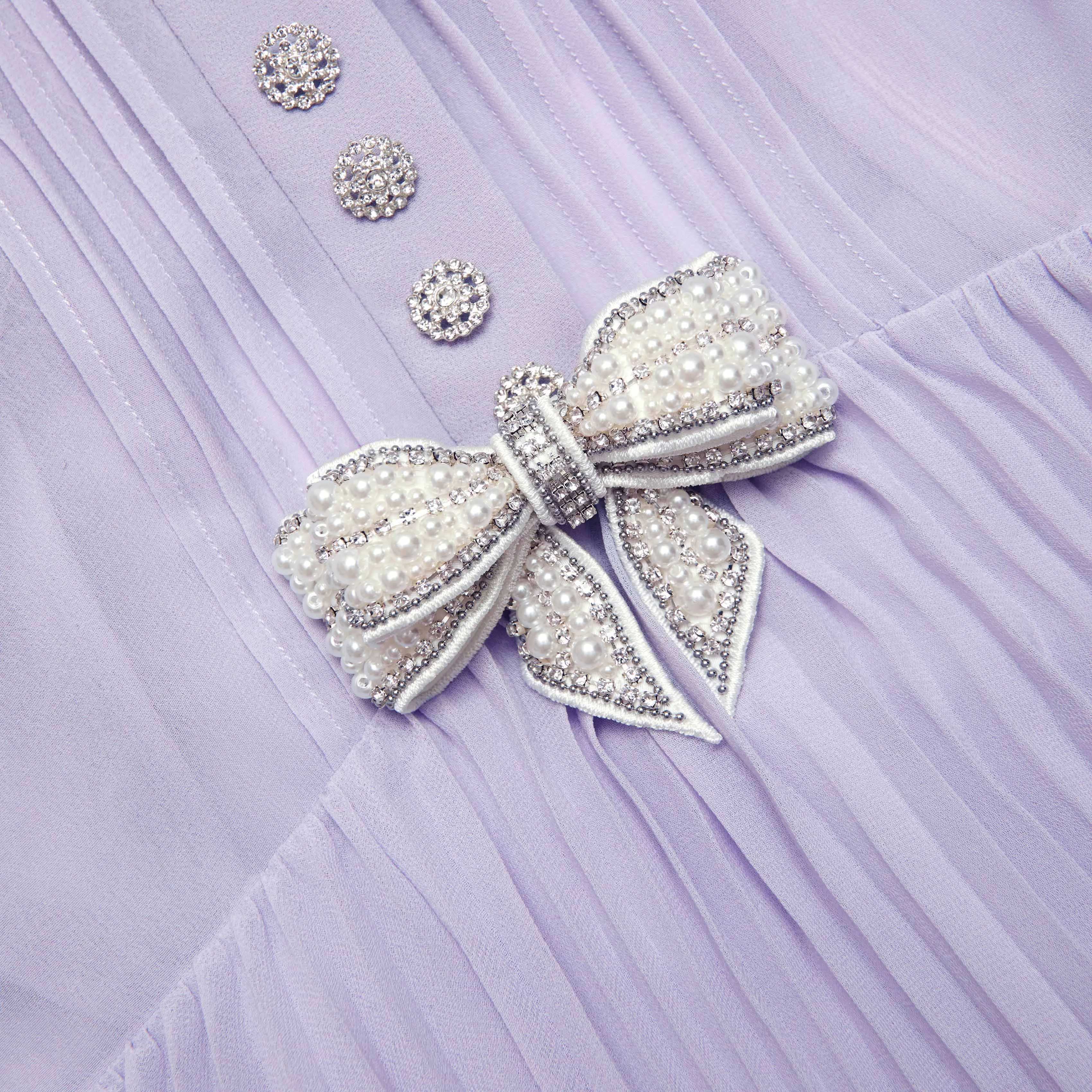 Lilac Chiffon Ruffle Maxi Dress Self Portrait