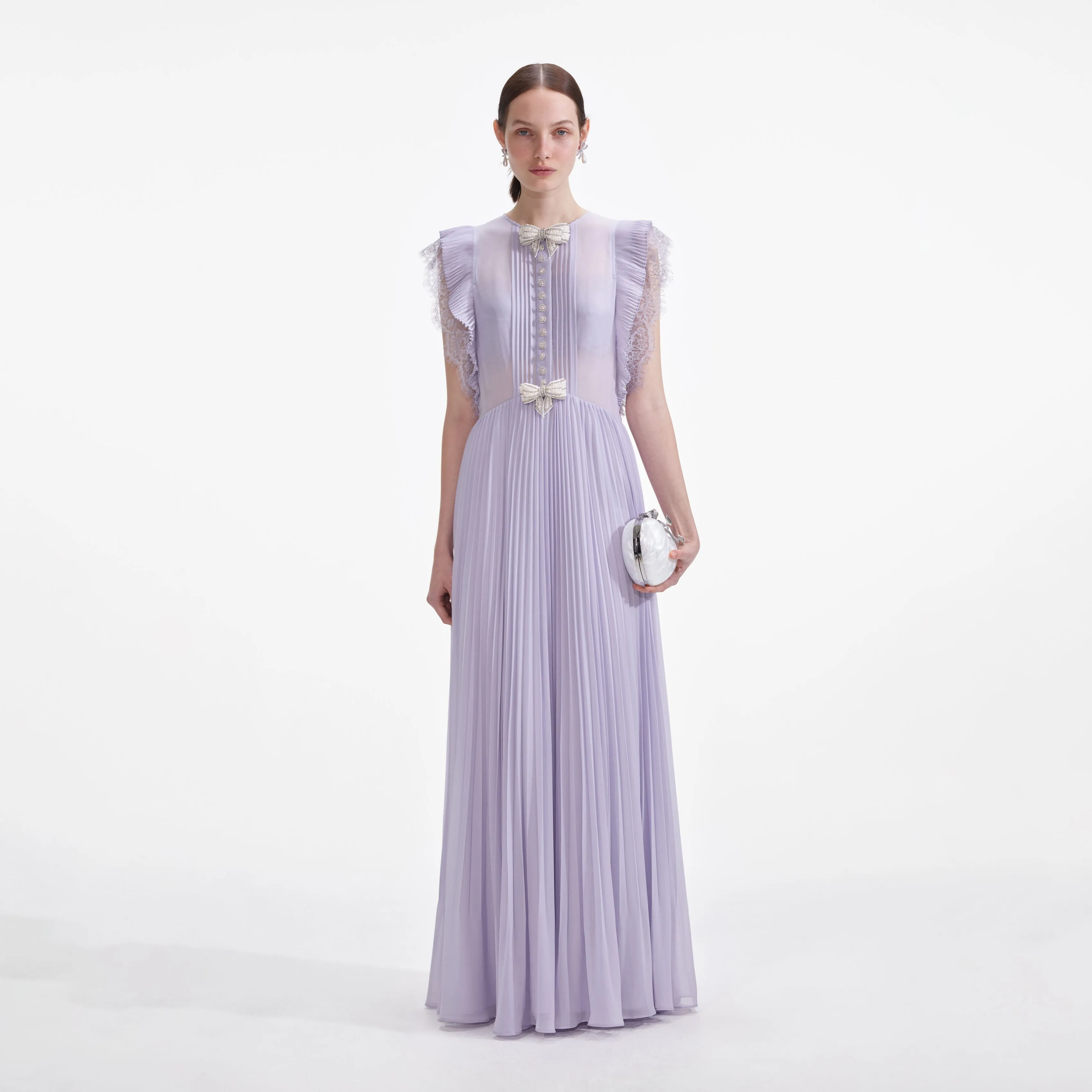 Lilac Chiffon Ruffle Maxi Dress Self Portrait