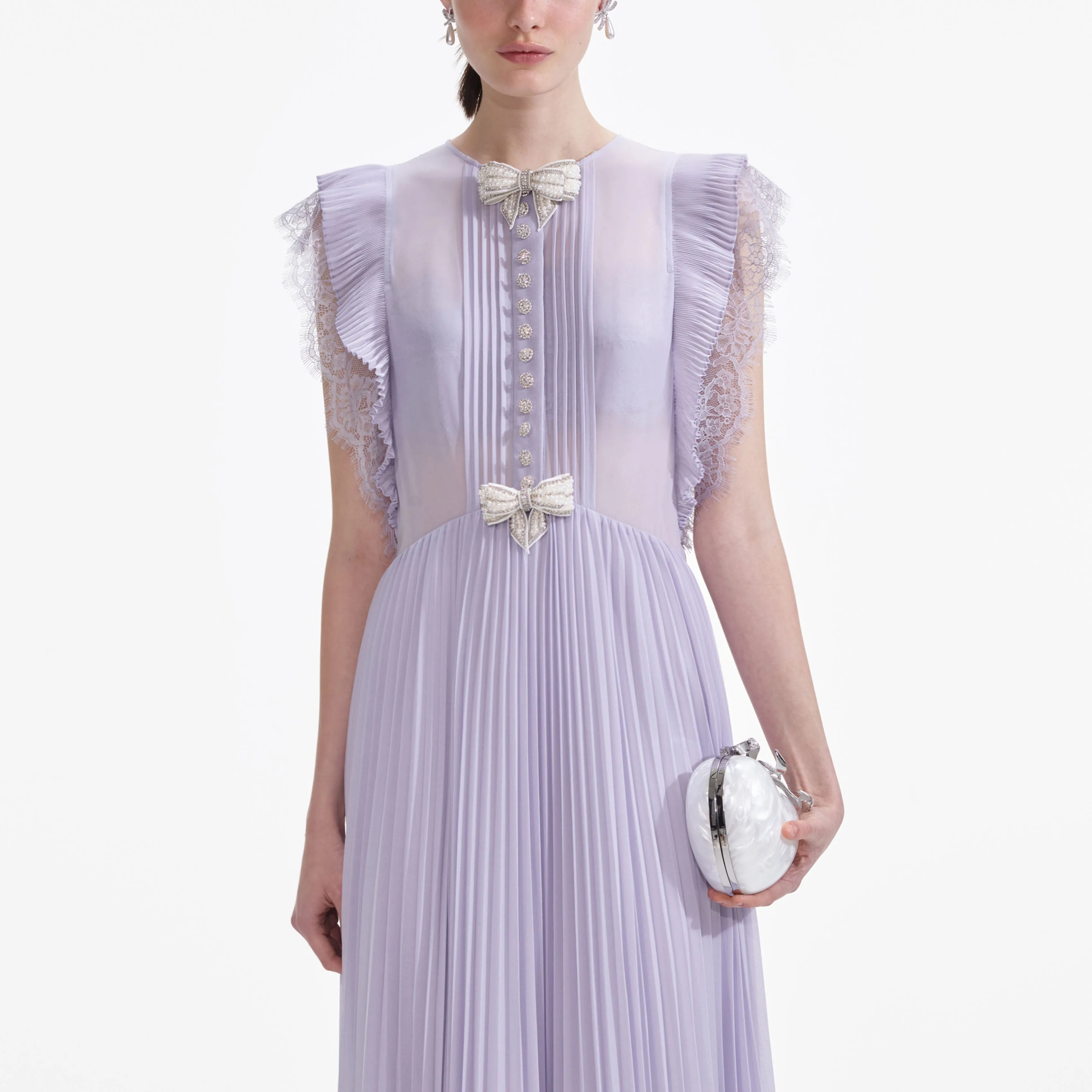 Lilac Chiffon Ruffle Maxi Dress Self Portrait