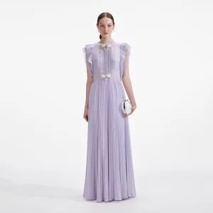Lilac Chiffon Ruffle Maxi Dress Self Portrait