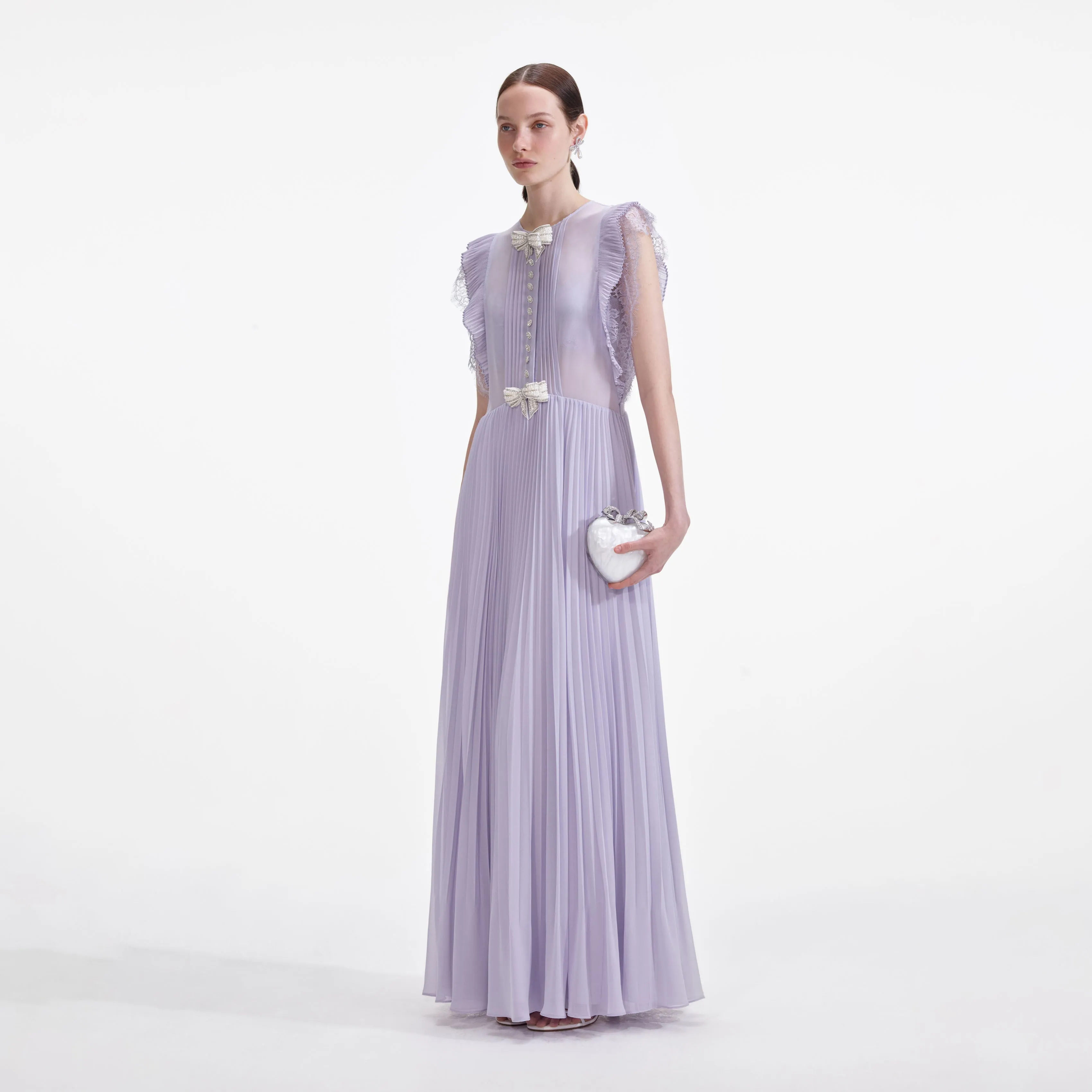 Lilac Chiffon Ruffle Maxi Dress Self Portrait