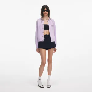 Lilac Crystal Trim Cardigan Self Portrait