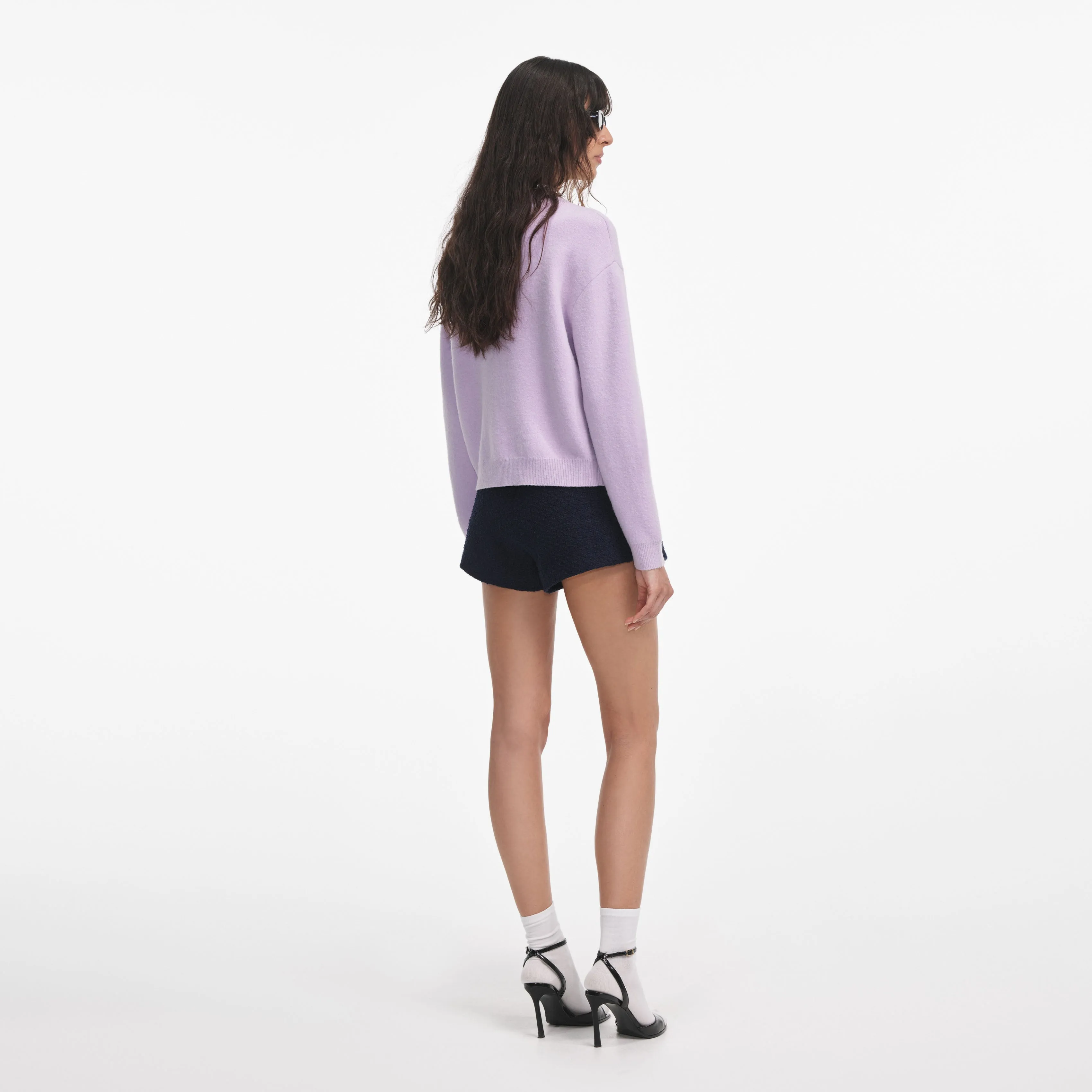 Lilac Crystal Trim Cardigan Self Portrait