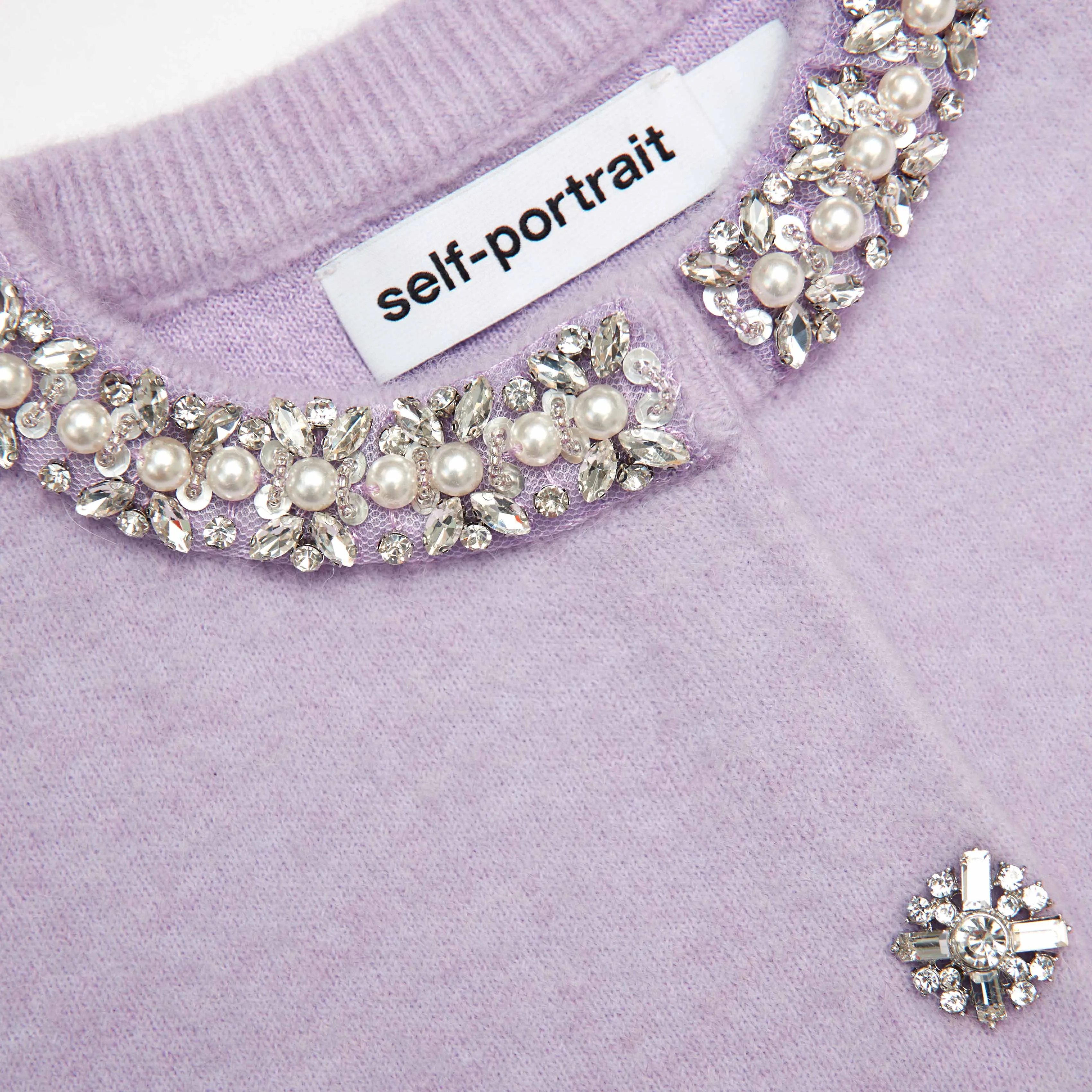 Lilac Crystal Trim Cardigan Self Portrait