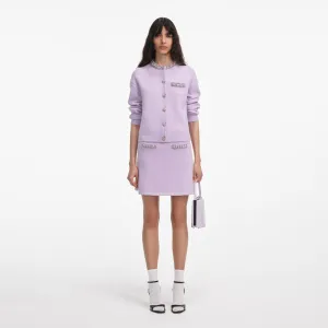 Lilac Crystal Trim Knit Skirt Self Portrait