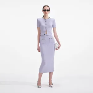 Lilac Embellished Knit Midi Skirt Self Portrait