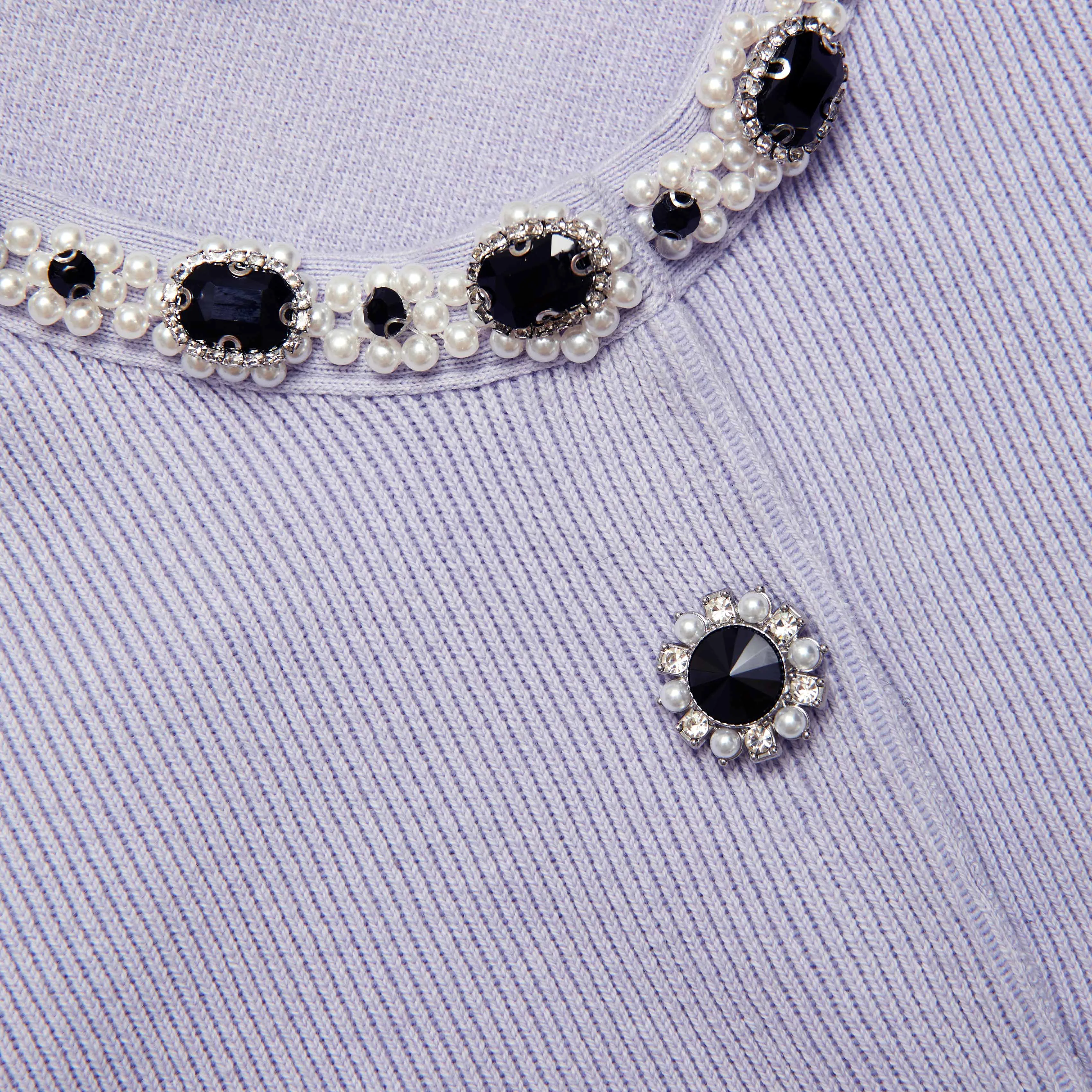 Lilac Embellished Knit Top Self Portrait