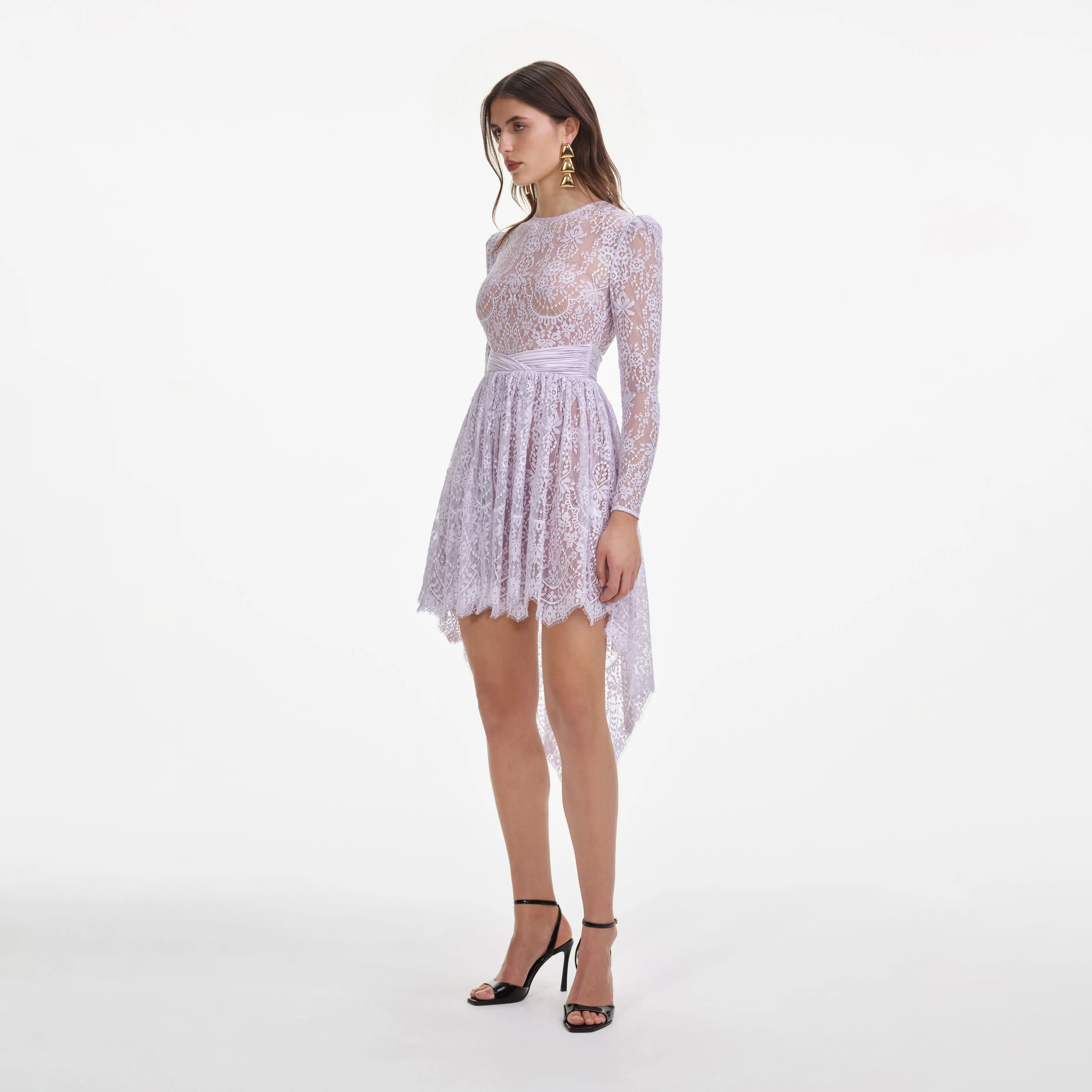 Lilac Lace Satin Mini Dress Self Portrait