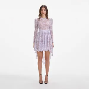 Lilac Lace Satin Mini Dress Self Portrait